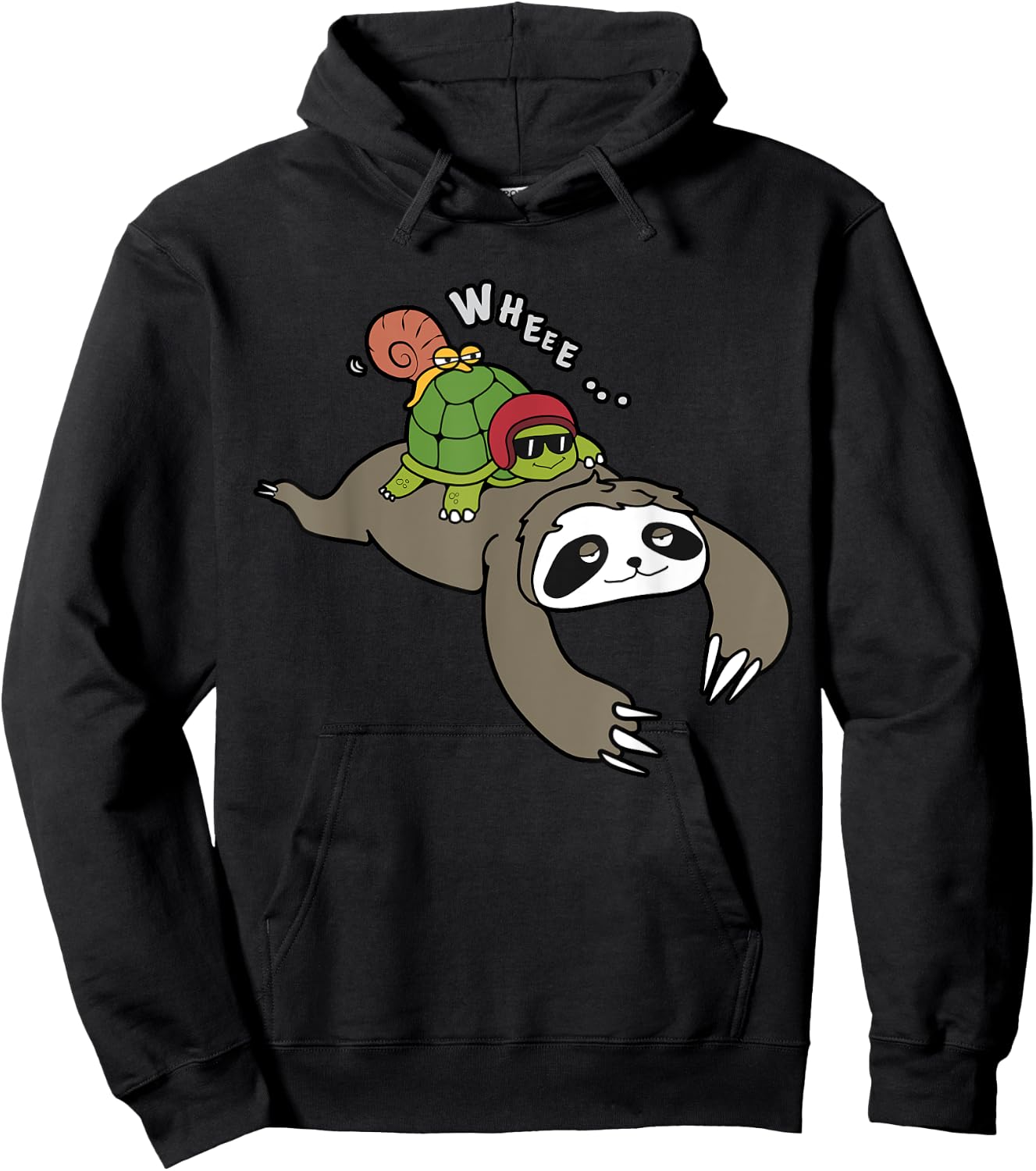 Sloth, Turtle And Snail Piggyback Take It Slow Shirt Hoodie - Hoodie | Black
