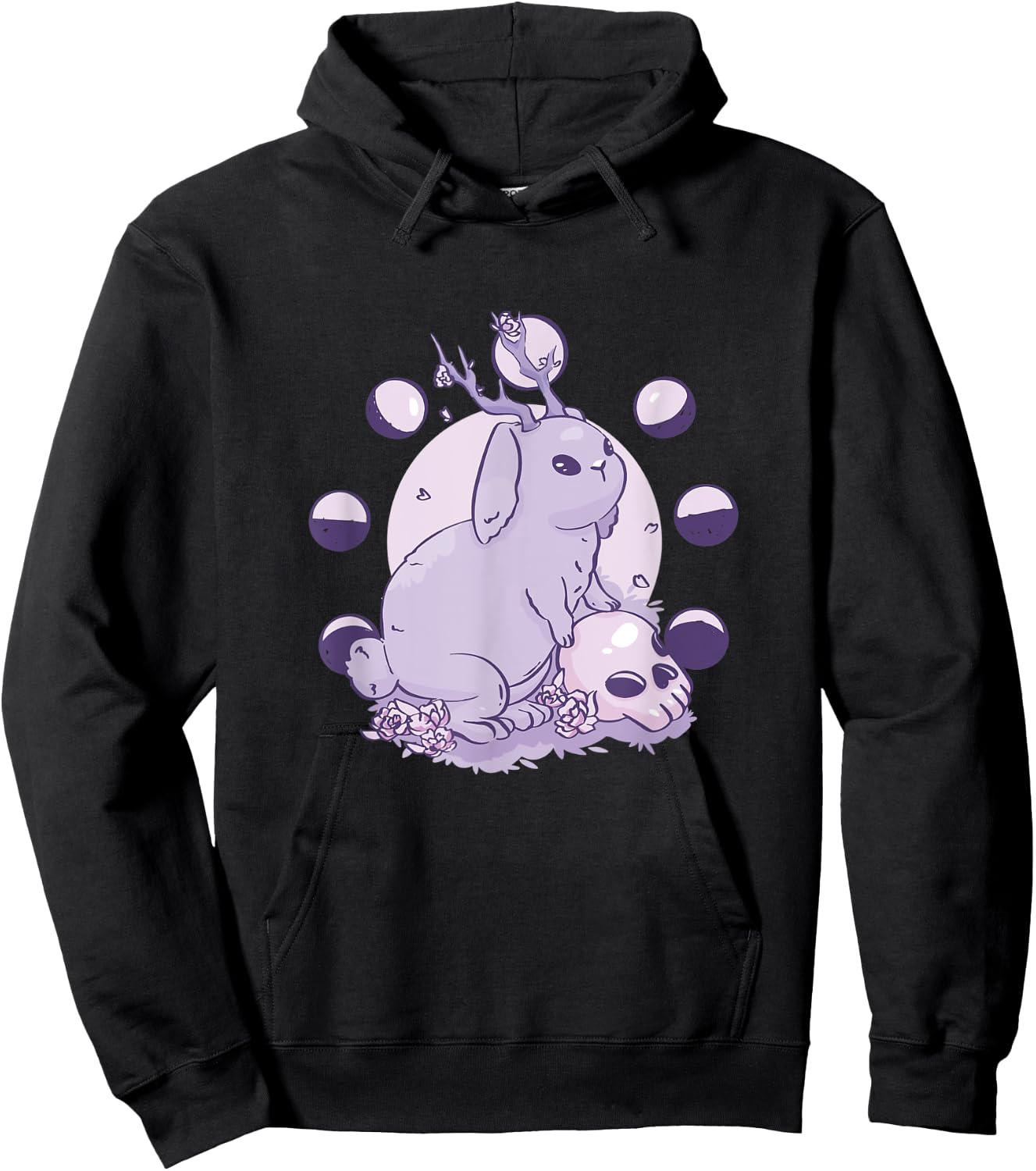 Occult moon phases deer rabbit myth skull Hoodie - Hoodie | Black