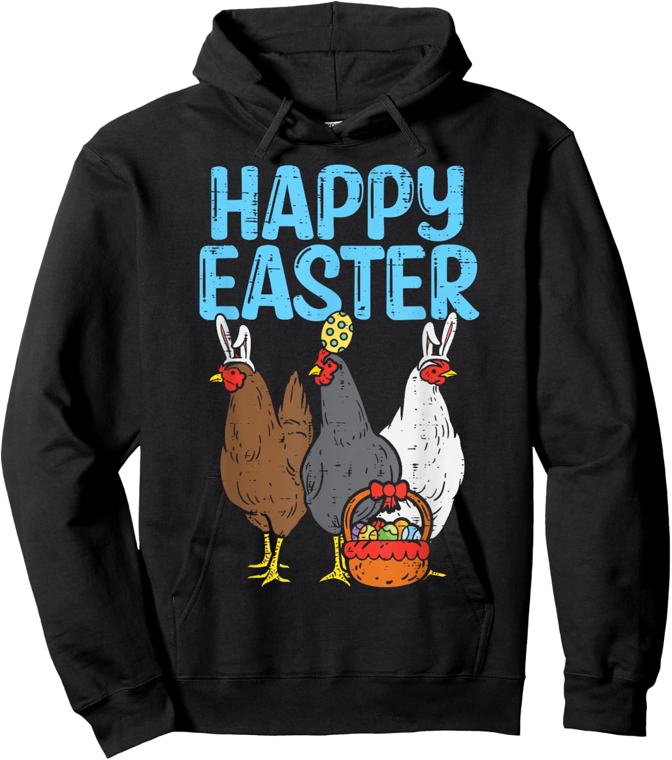 Happy Easter Chicken Bunnies Egg Poultry Farm Animal Farmer Hoodie - Hoodie | Black