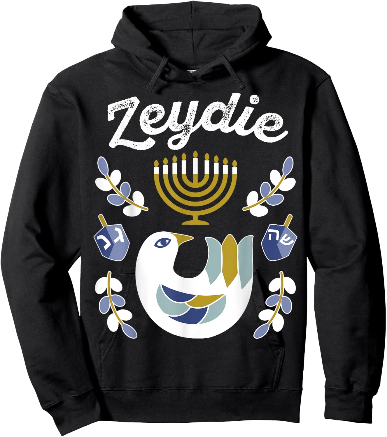 Matching Family Hanukkah Pajama Top Dreidel & Menorah Zeydie Hoodie - Hoodie | Black
