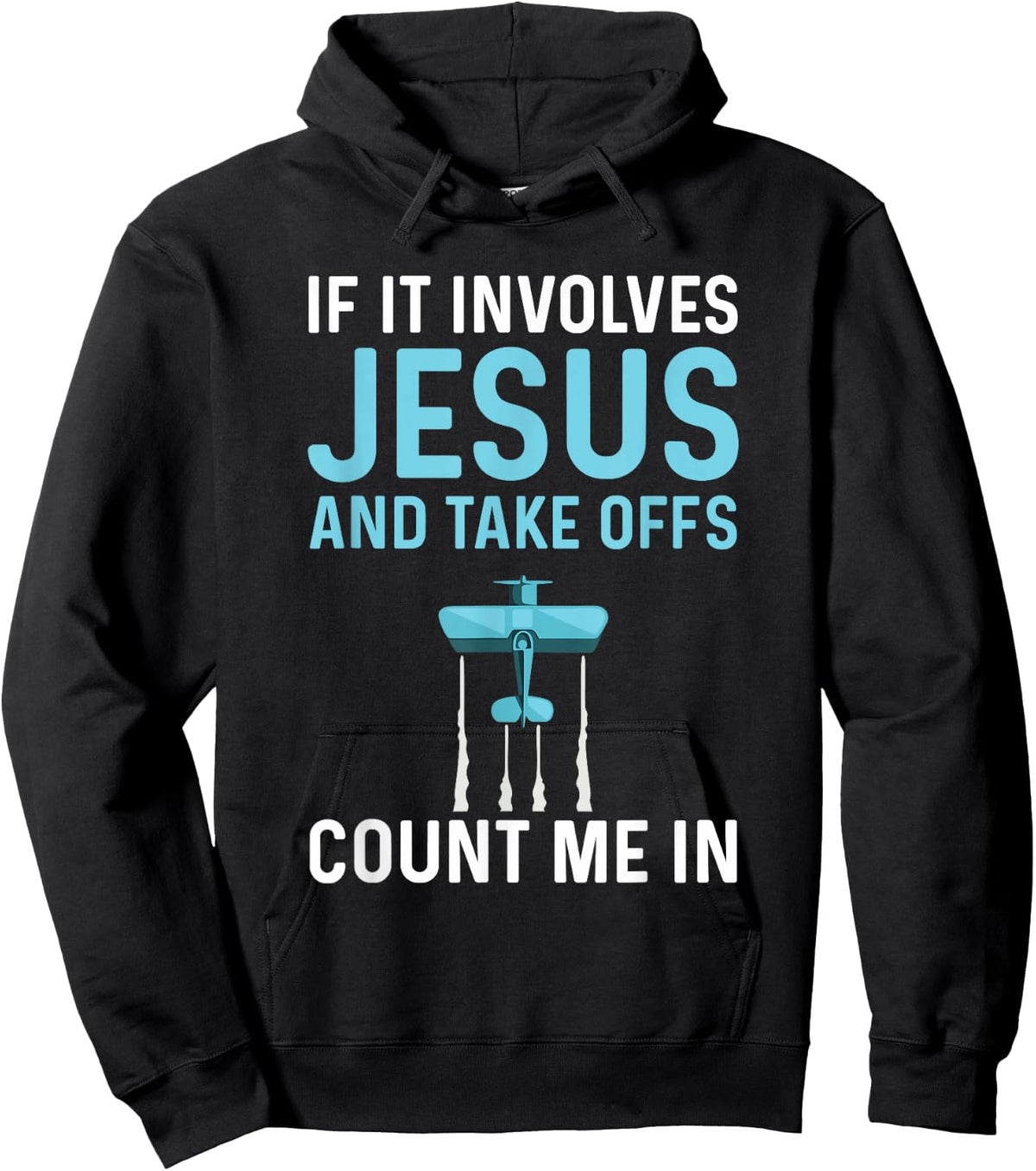 Airplane Pilot & Jesus Design Men's Black Cotton , Small, Short Sleeve, , Classic Fit, Modern Style, Aviation Theme, Casual Lifestyle, Perfect for Pilots & Aviation Enthusiasts Hoodie - Hoodie | Black