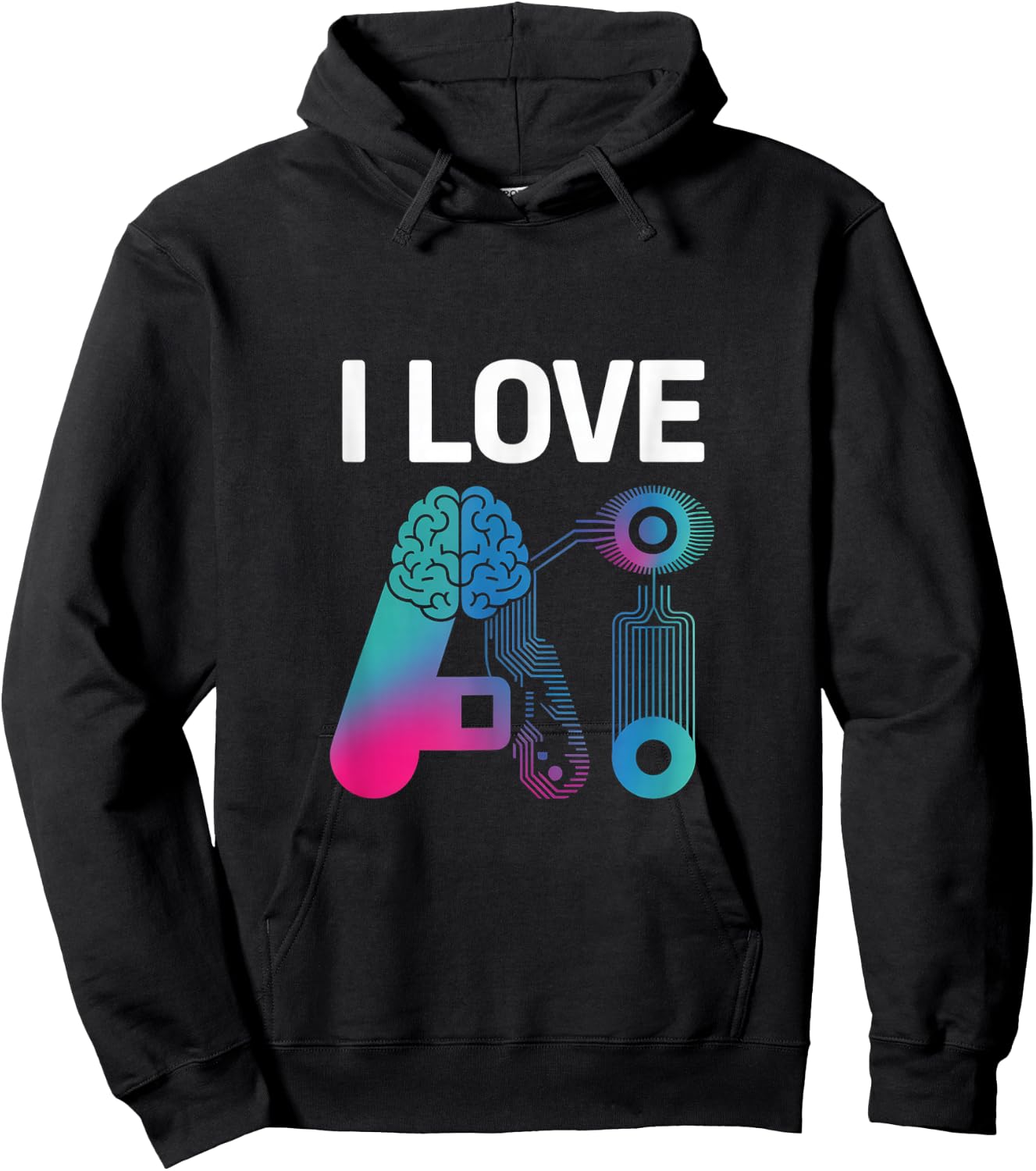 I Love Ai Brain Circuit Tech Design Hoodie - Hoodie | Black