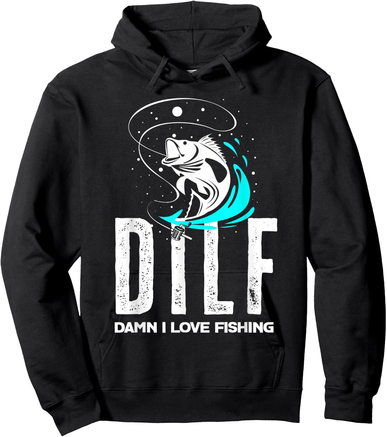 DILF - Damn I Love Fishing Funny Fisher Fisherman Fishing Hoodie - Hoodie | Black