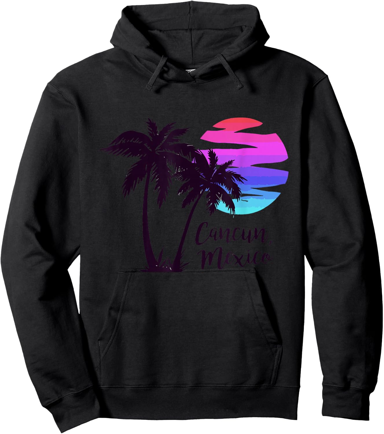 Cancun Mexico Beach Summer Vacation Palm Trees Sunset Hoodie - Hoodie | Black