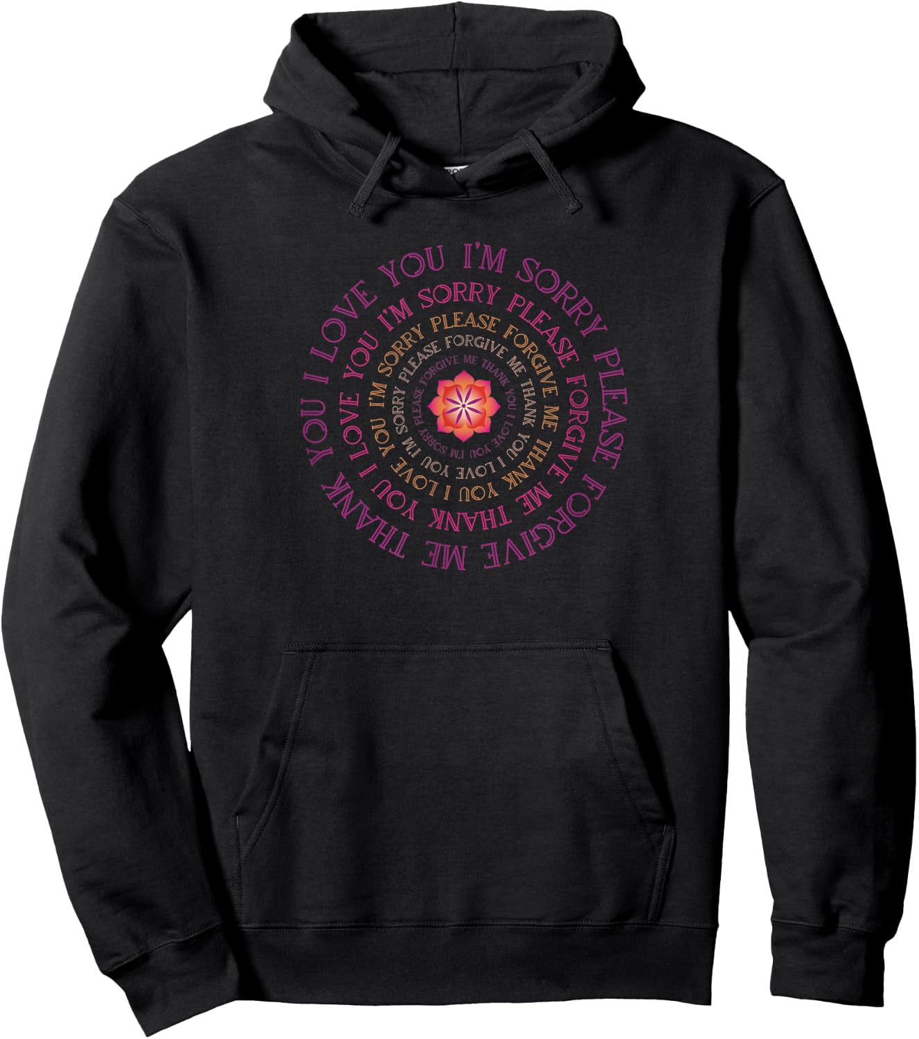 Mandala Circle Lotus Ho’oponopono Prayer Hoodie - Hoodie | Black