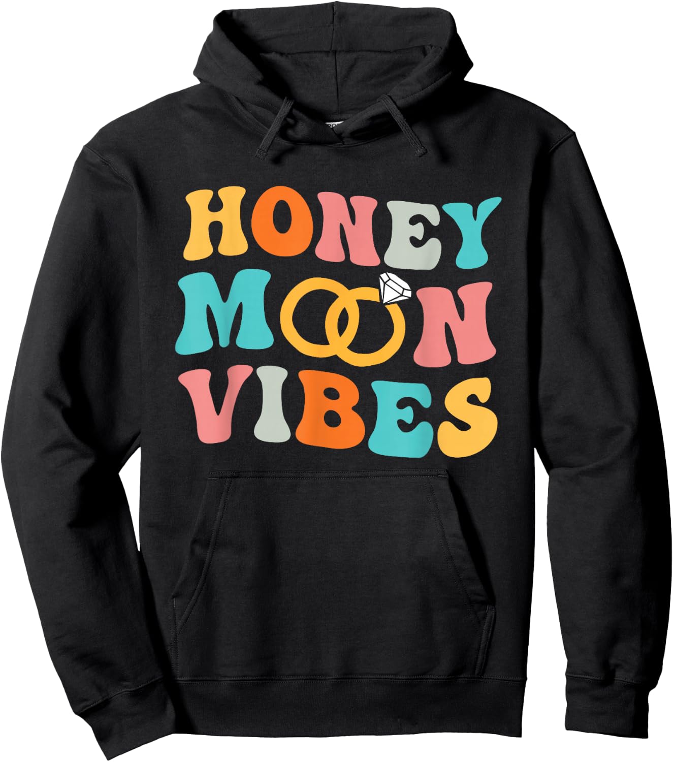 Honeymoon Vibes Retro Groovy Vintage Just Married Couple Hoodie - Hoodie | Black
