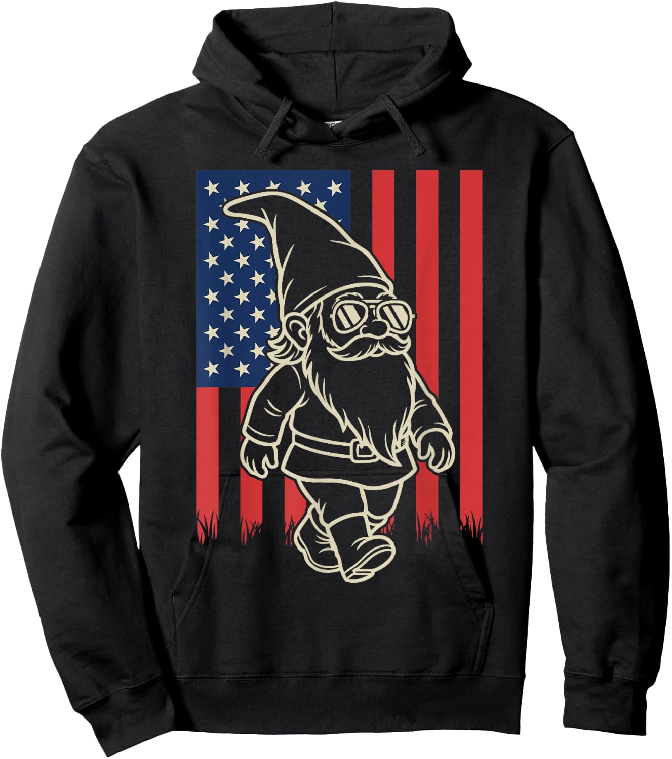 Funny Garden Gnome Lover Gardening 4th of July Hoodie - Hoodie | Black