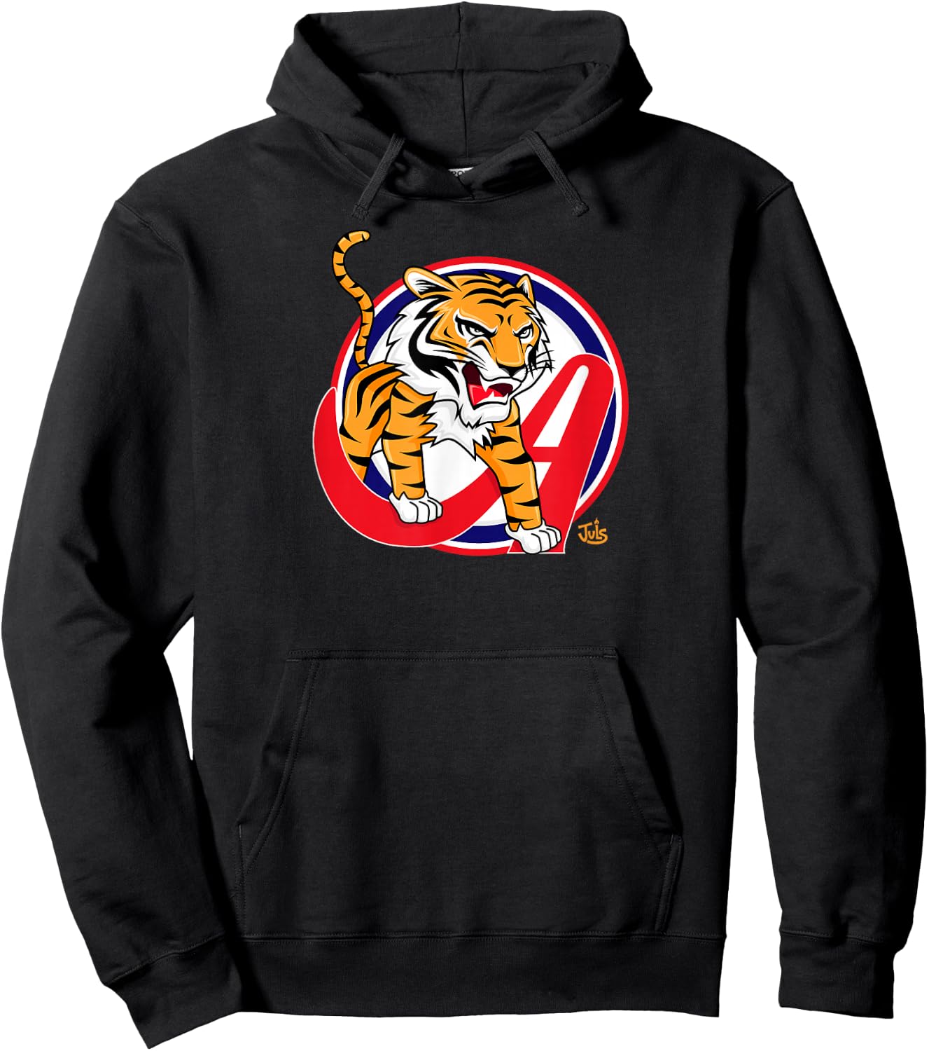 Juls Designs - Tigres Aragua - Venezuela -Kids Black Cotton Blend Hoodie - Hoodie | Black
