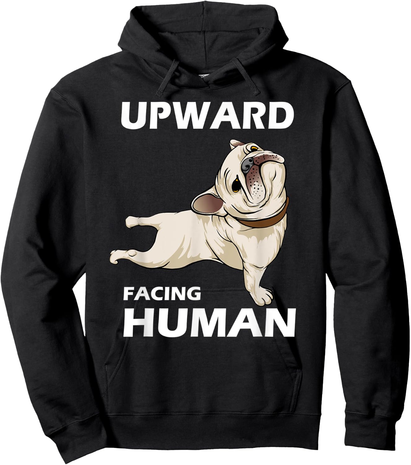 Upward Facing Human - Funny Pug Yoga Aesthetics Hoodie - Hoodie | Black