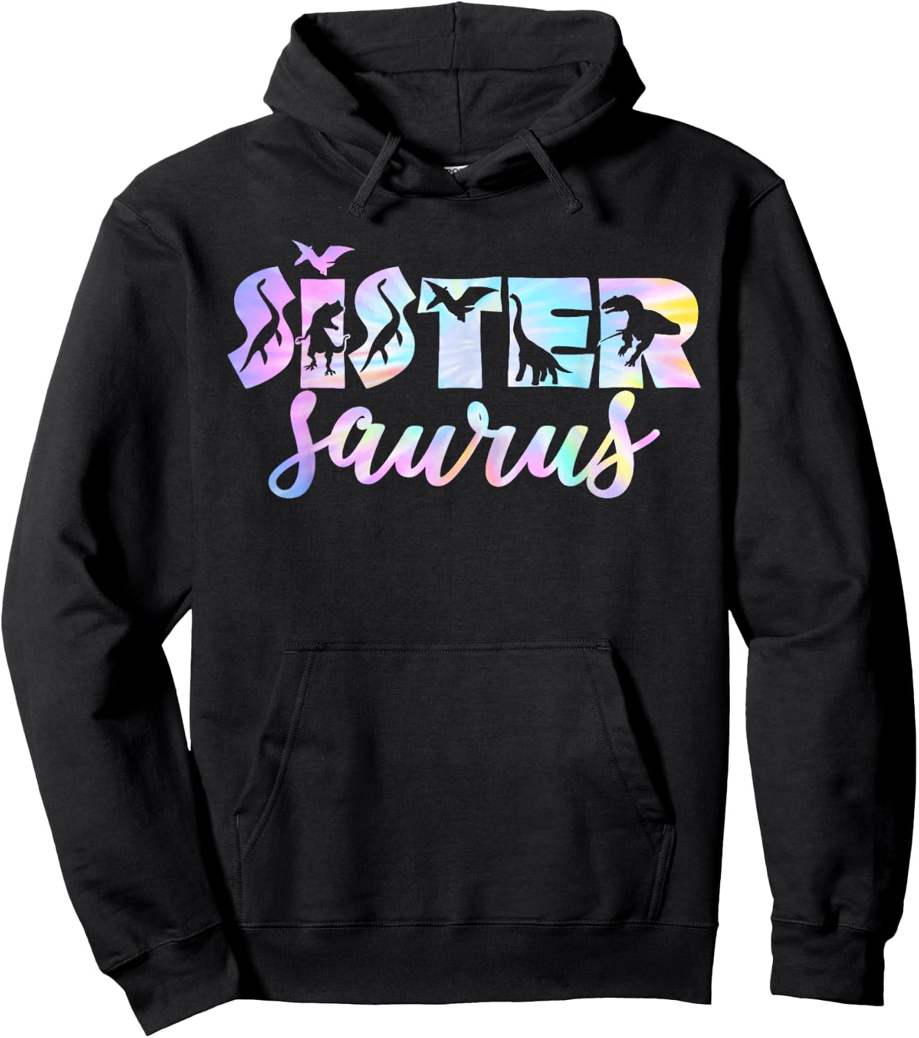 Sistersaurus T Rex Dinosaur Sister Saurus Family Matching Hoodie - Hoodie | Black