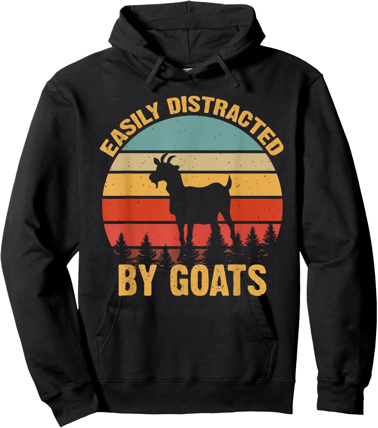 Retro Vintage Easily Distracted By Goats Funny Goat Lover Hoodie - Hoodie | Black