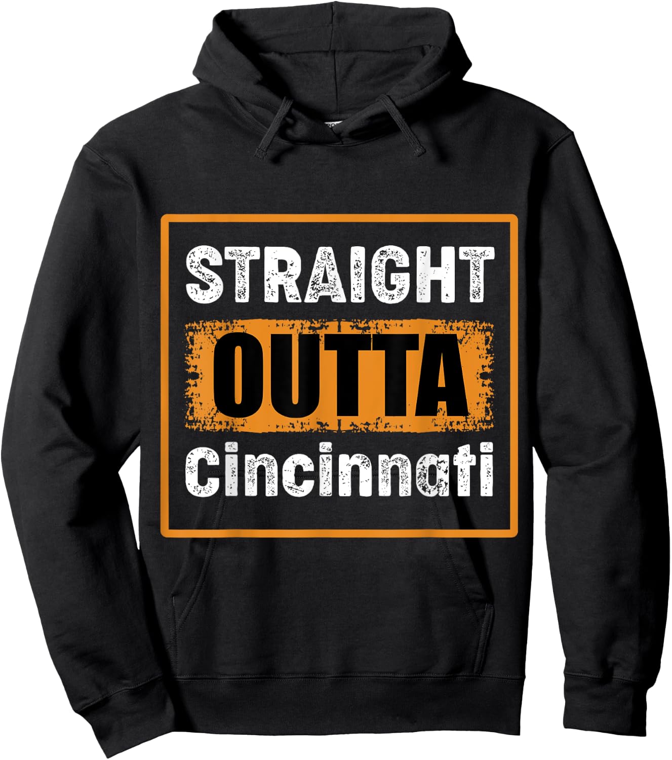 Straight Outta Cincinnati Ohio USA Retro Distressed Vintage Hoodie - Hoodie | Black