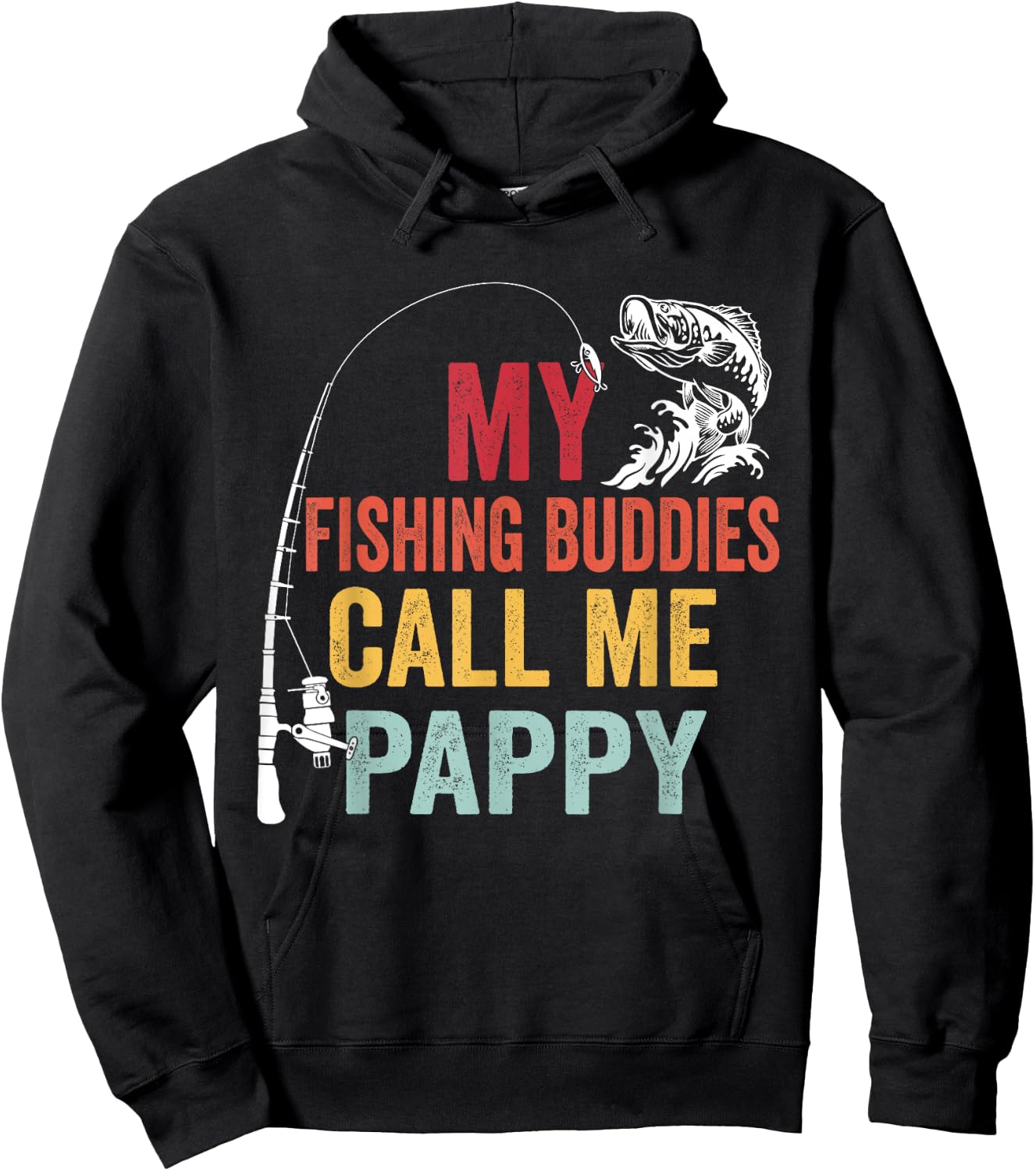 My Favorite Fishing Buddies Call Me Pappy Fisherman Hoodie - Hoodie | Black