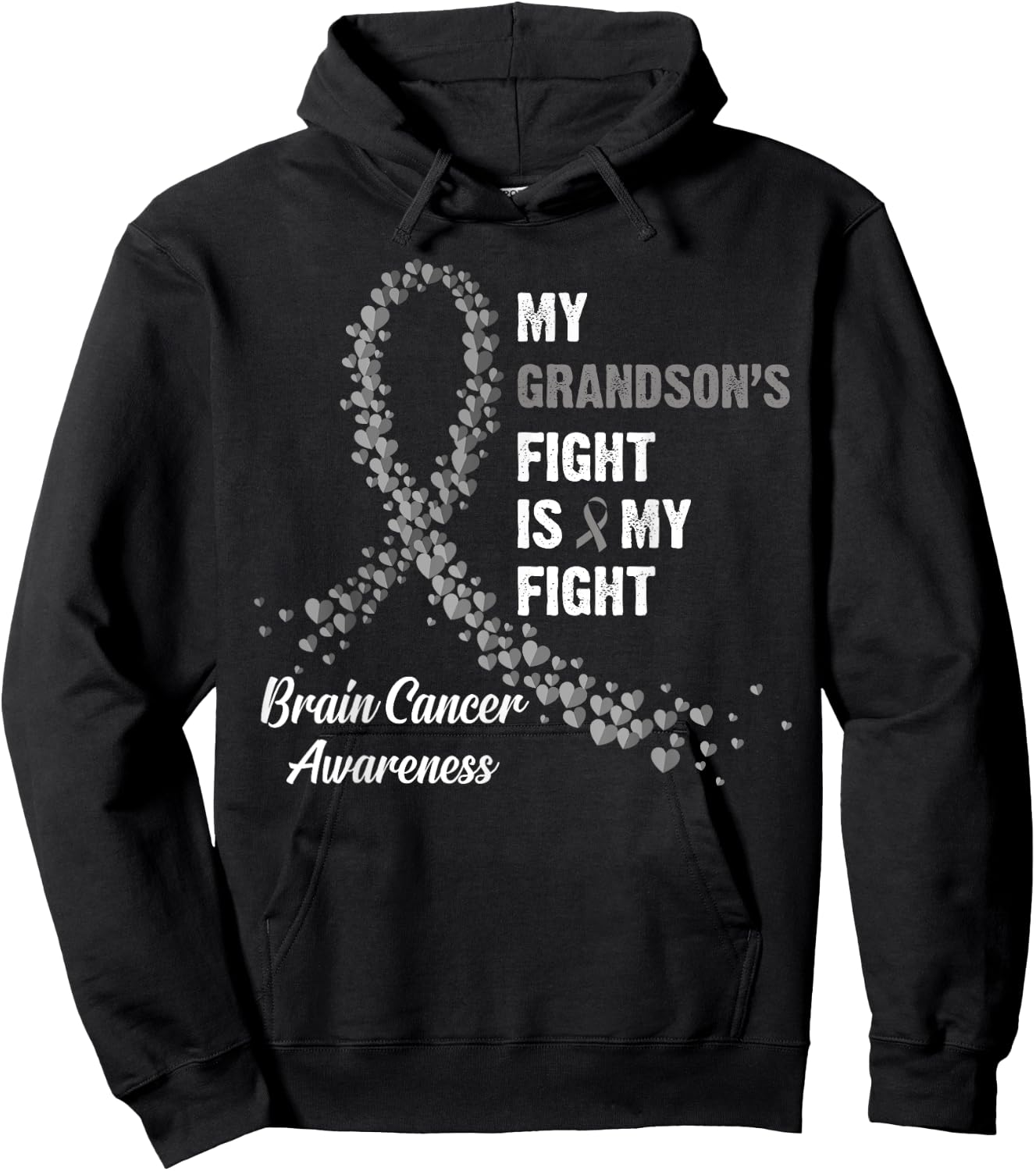 My Grandson's Fight My Fight Brain Cancer Awareness Hoodie - Hoodie | Black