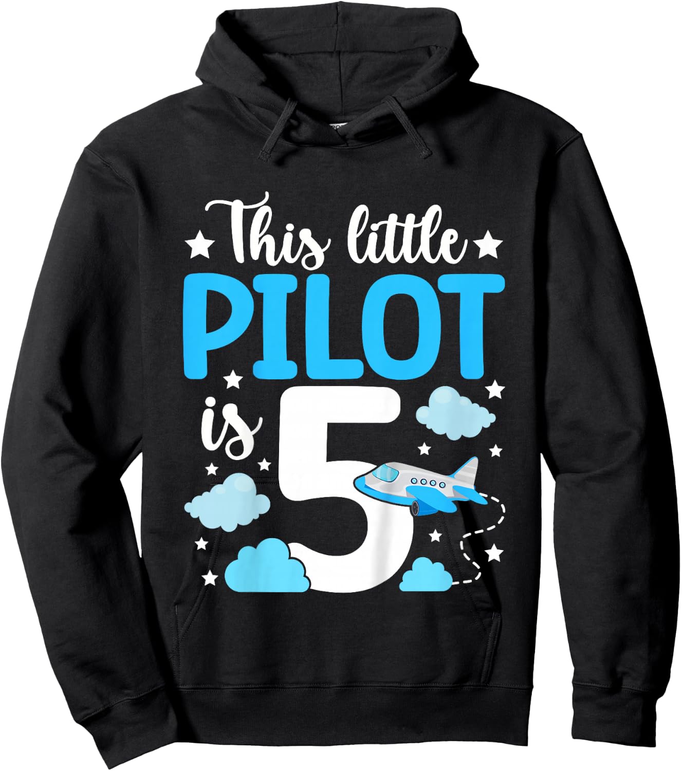 This little Pilot is 5 Airplane 5th Birthday Hoodie - Hoodie | Black