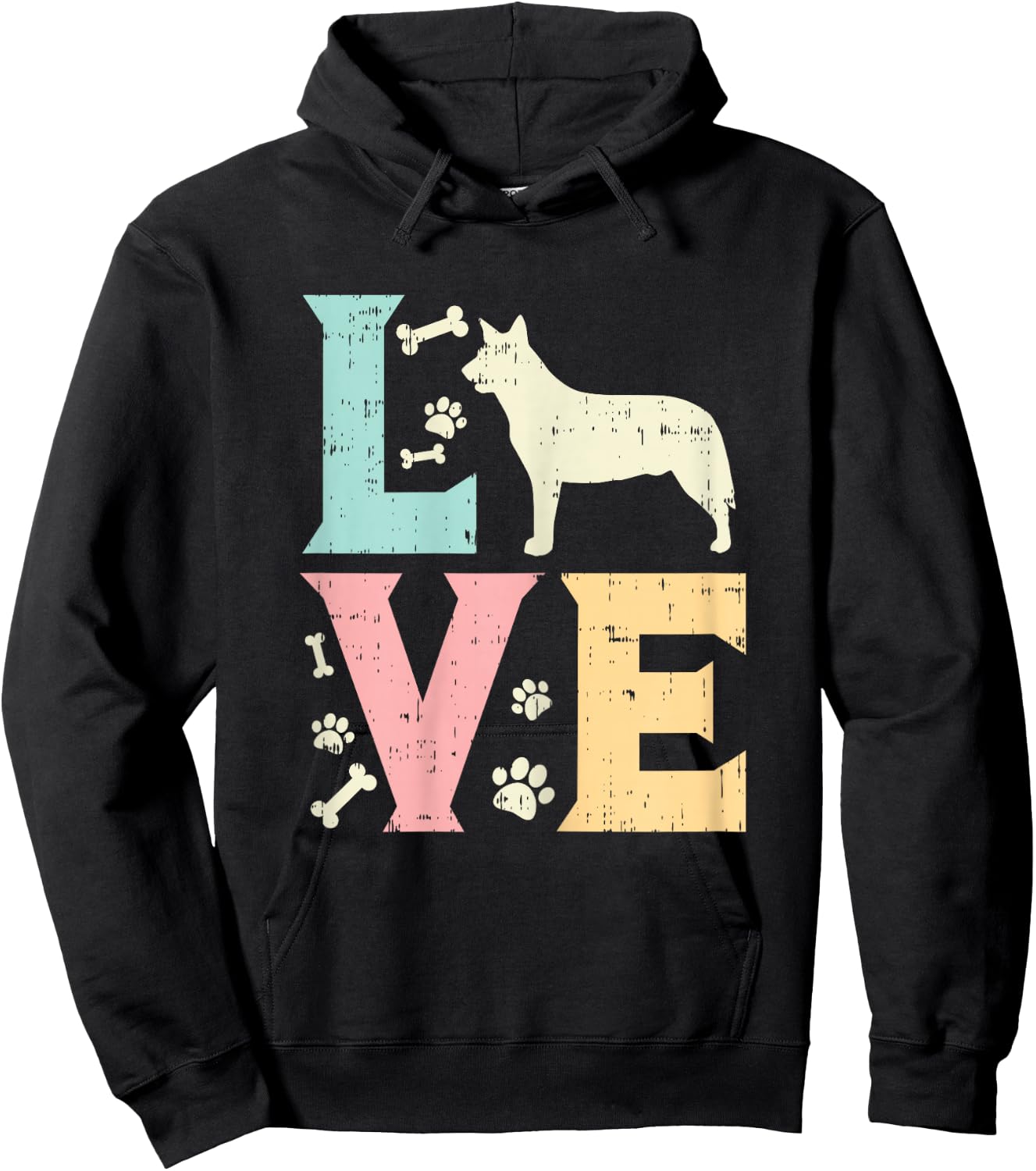 Love Heeler Animal Pet Blue Red Cattle Dog Girls Women Gift Hoodie - Hoodie | Black