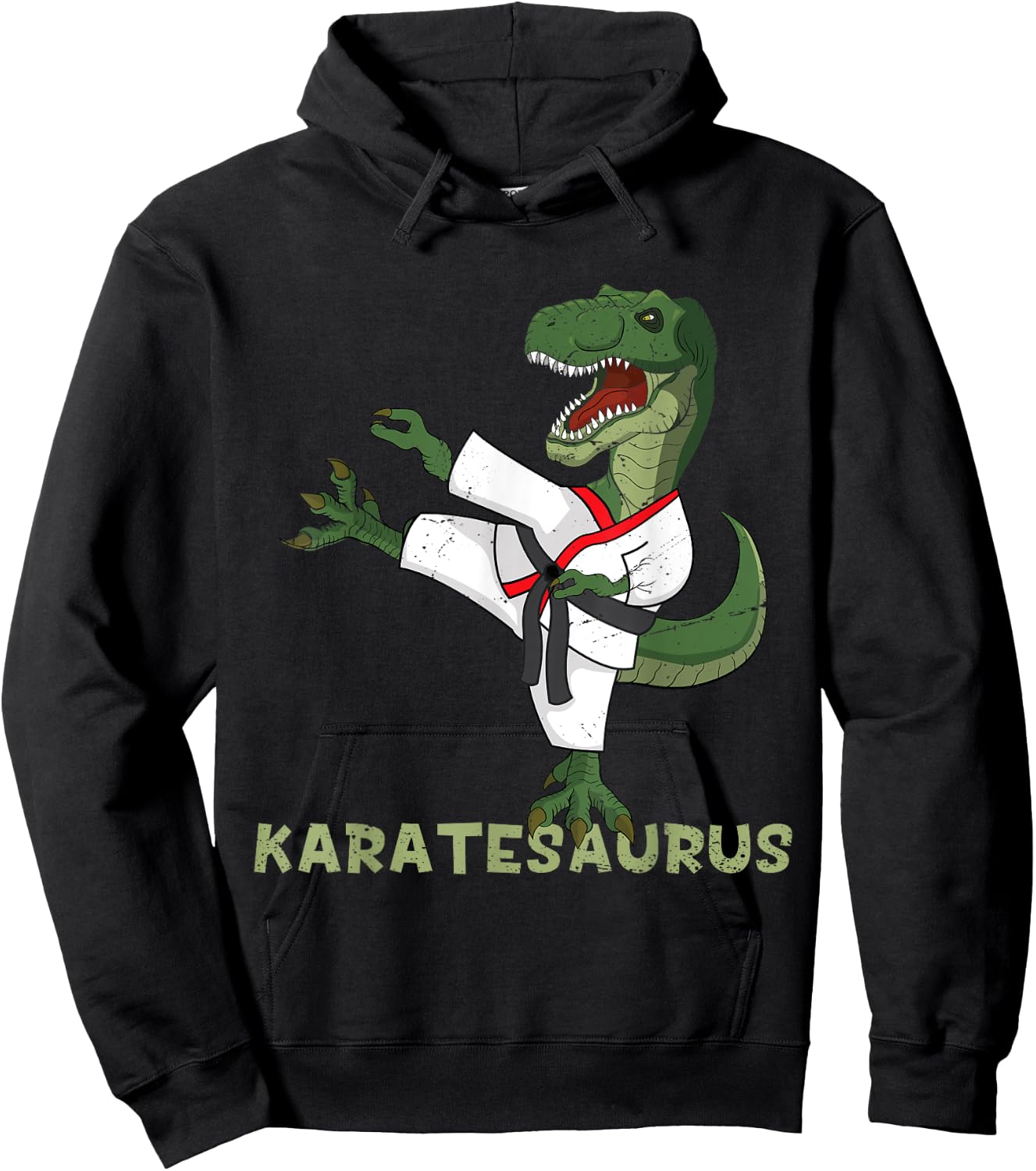 Funny Karate Dinosaur Karatesaurus T-Rex Graphic Karatist Hoodie - Hoodie | Black