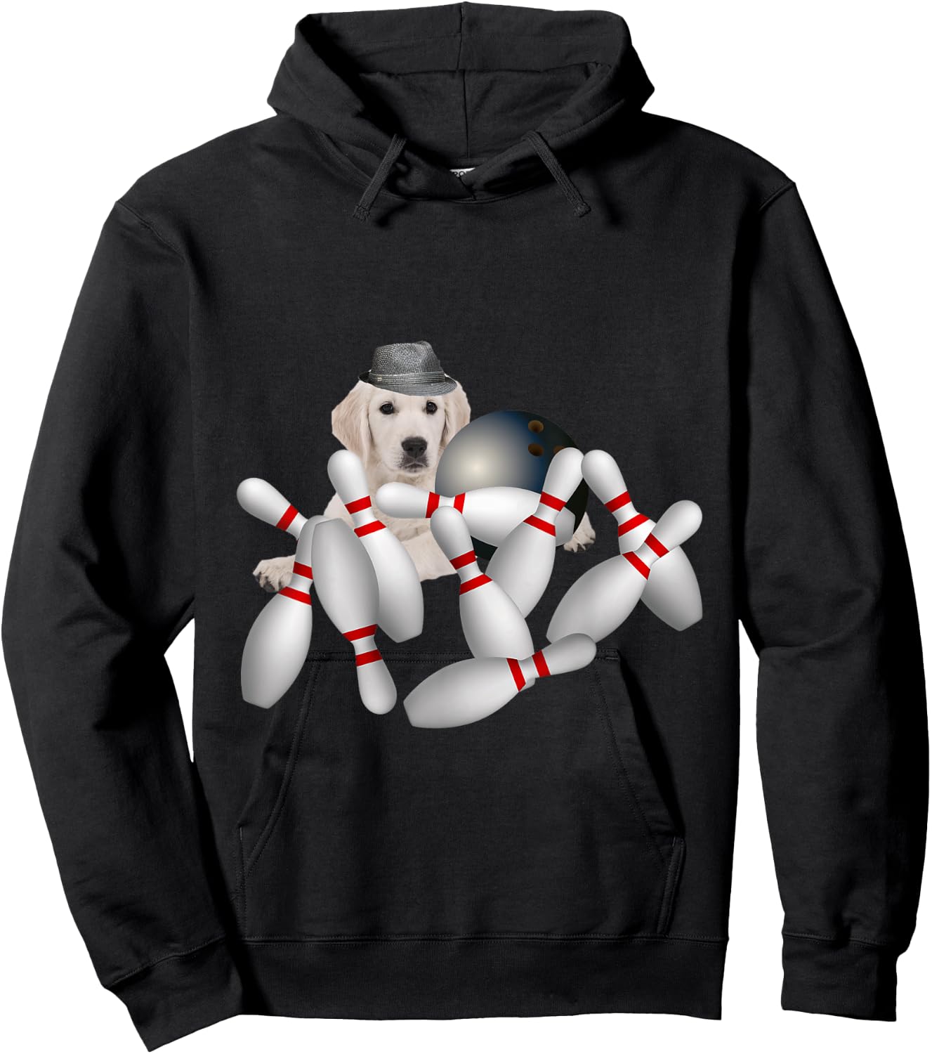 Golden Retriever Dog Dogs Pin Bowling, Funny Cute Hoodie - Hoodie | Black