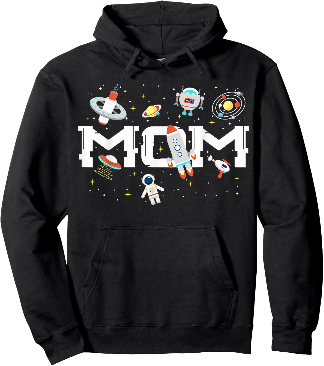 Mom Outer Planets Birthday Party Astronaut Space Spaceman Hoodie - Hoodie | Black