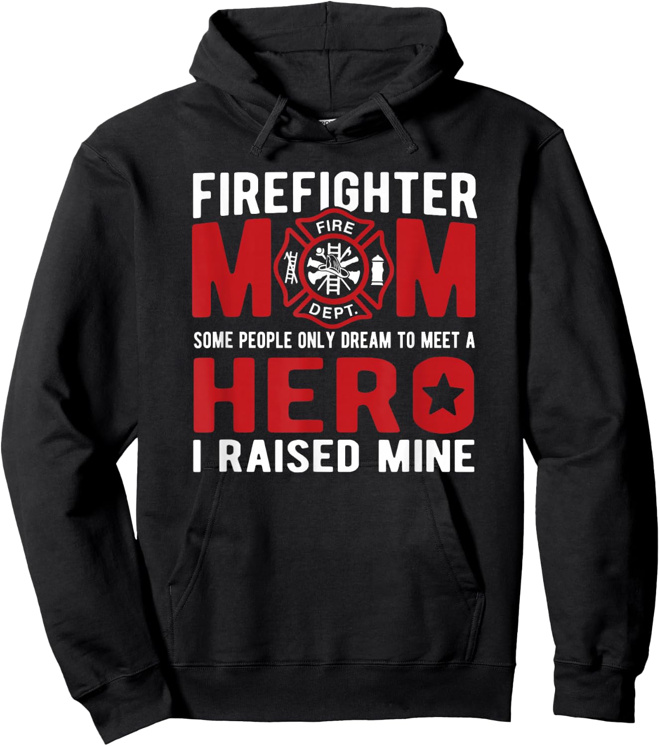Firefighter Mom Proud Firewoman Hoodie - Hoodie | Black