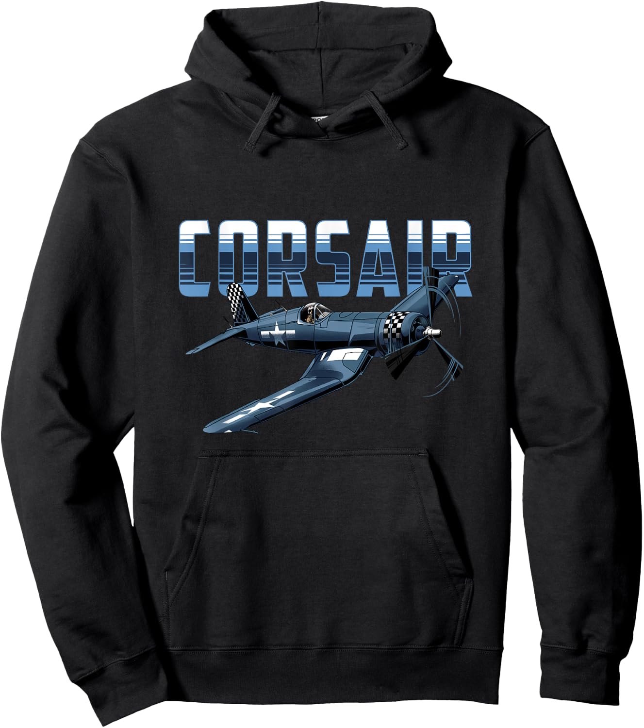 USA Military Warbird Airplane Corsair Classic Airplane Hoodie - Hoodie | Black