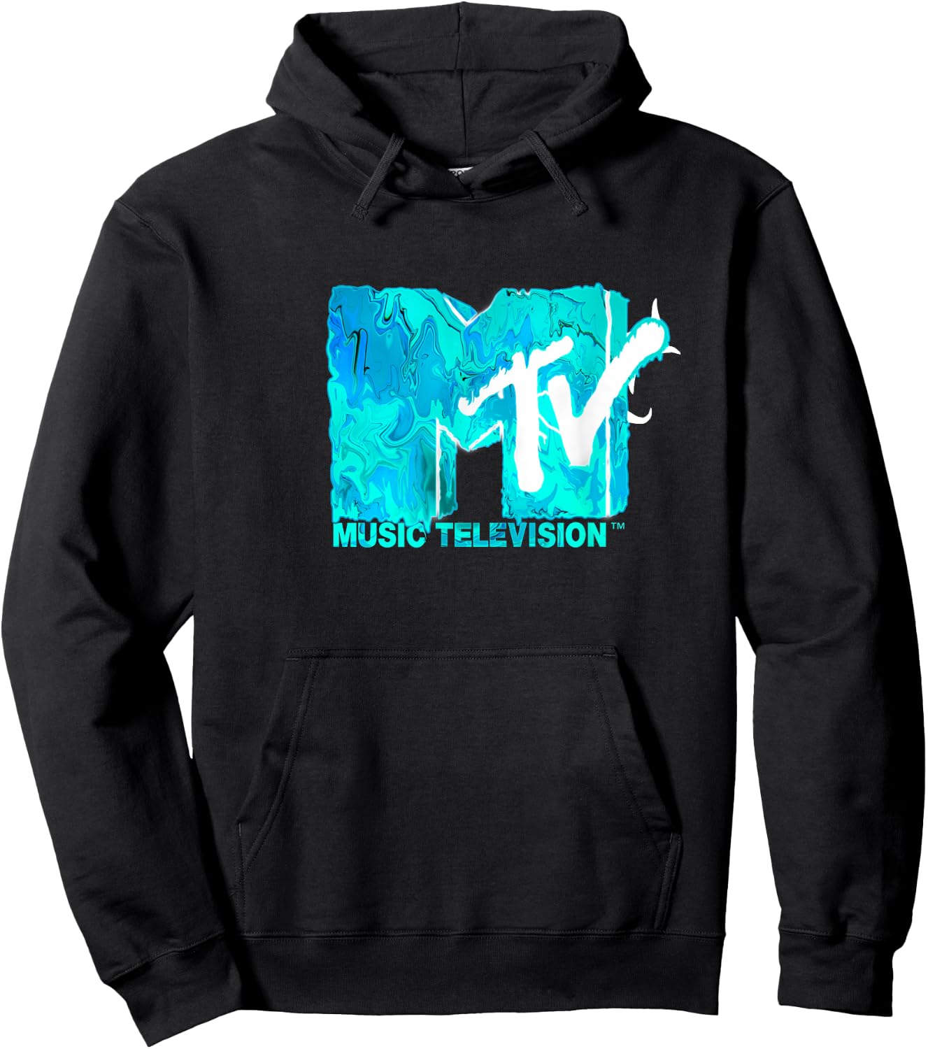 Mademark x MTV - The official MTV Logo in green blue liquid flow style Hoodie - Hoodie | Black