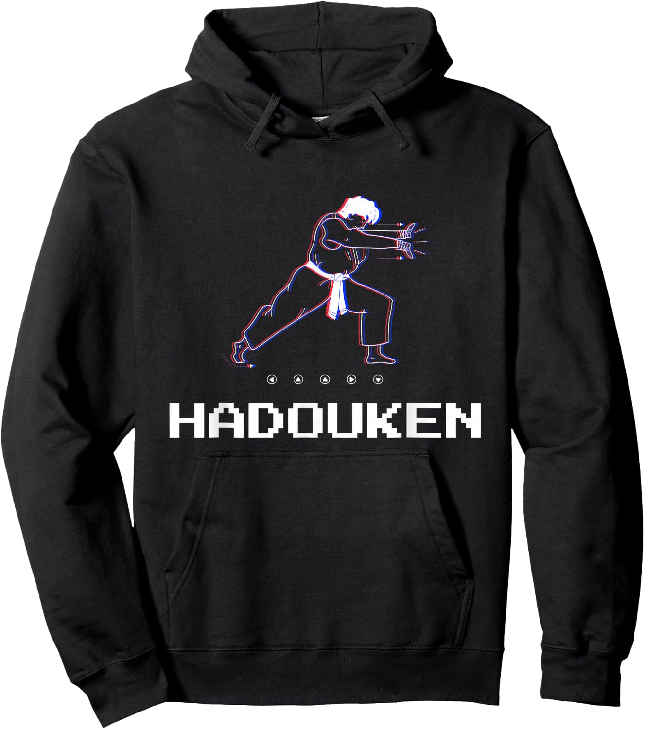 Retro Pixel Gamer Player Fighting Hadouken Hoodie - Hoodie | Black