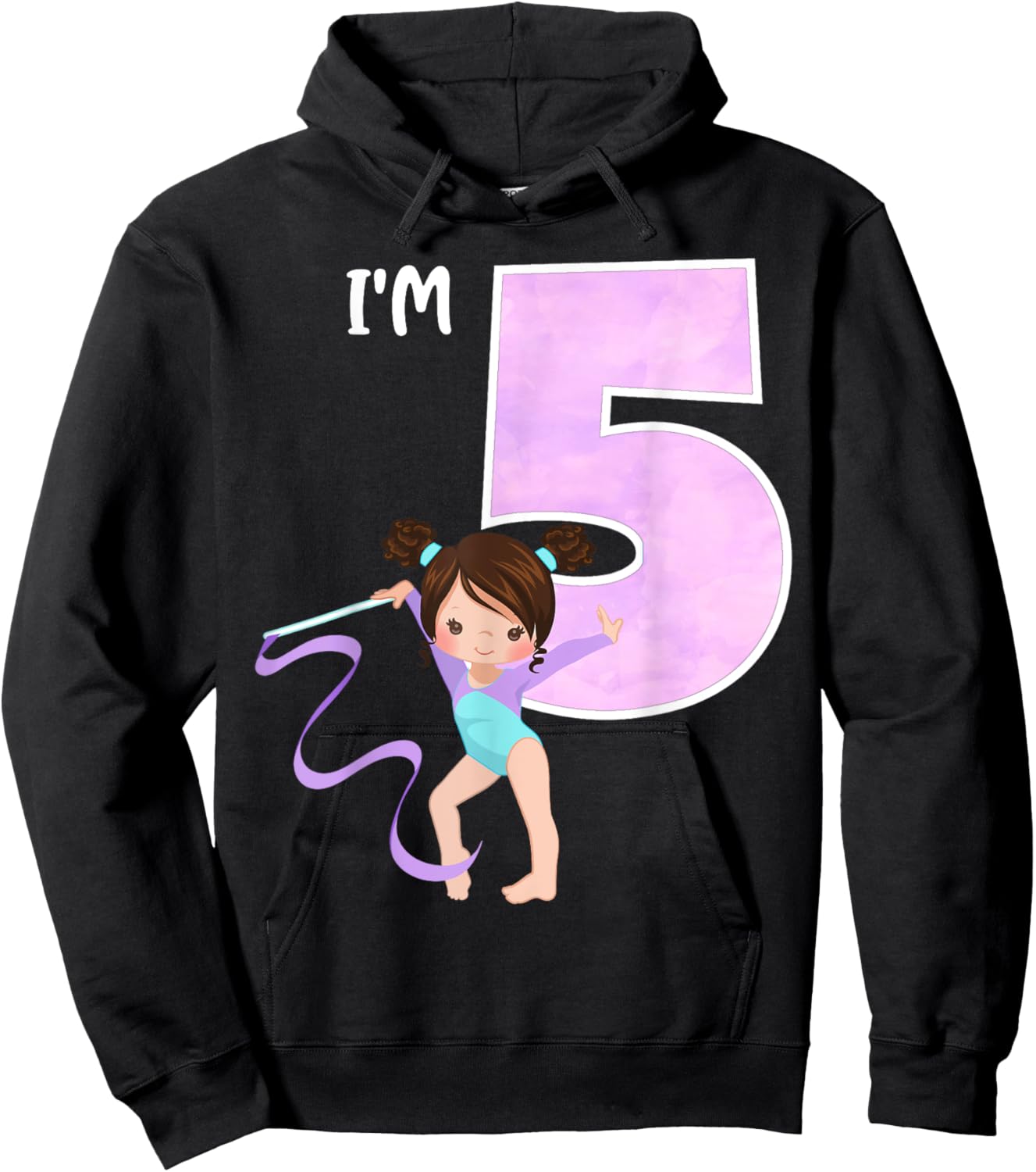 Girl's 5 Year Old Gymnast 5th Birthday Party Gymnastics Hoodie - Hoodie | Black