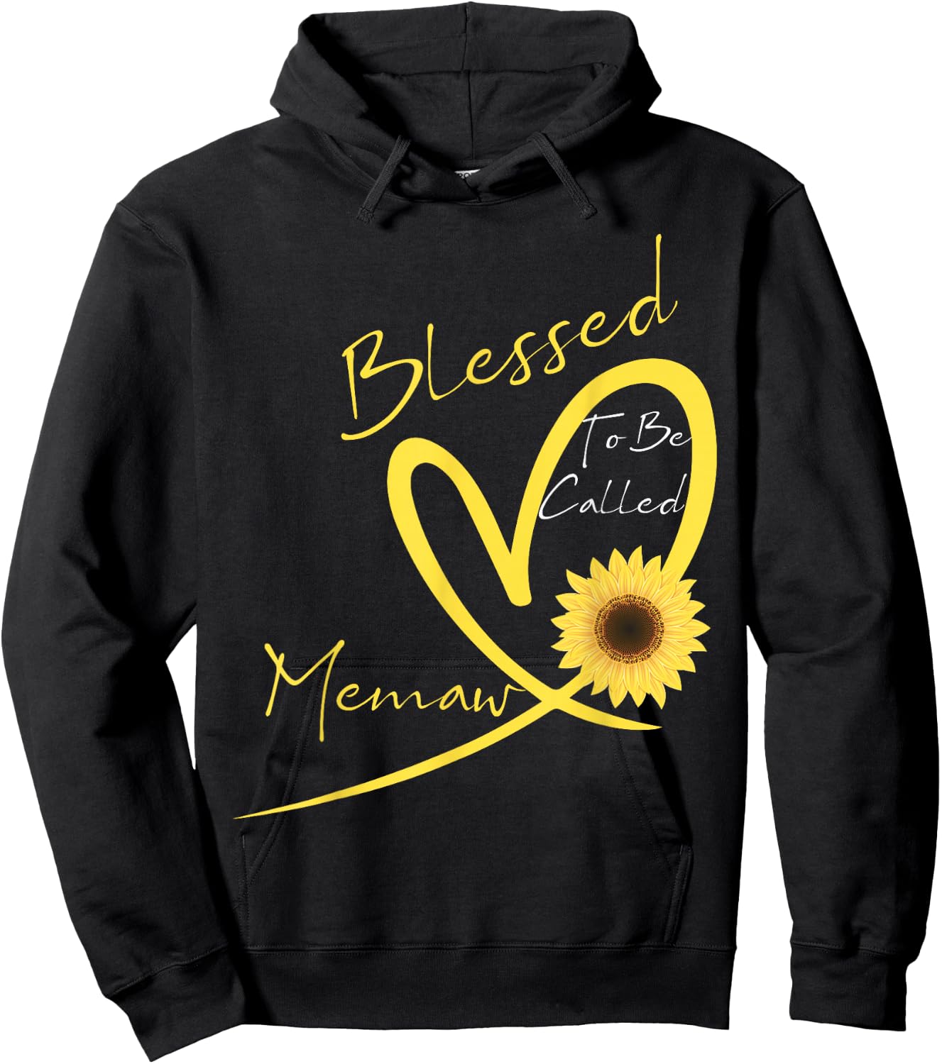 Blessed to Be Called Memaw Sunflower Heart Hoodie - Hoodie | Black