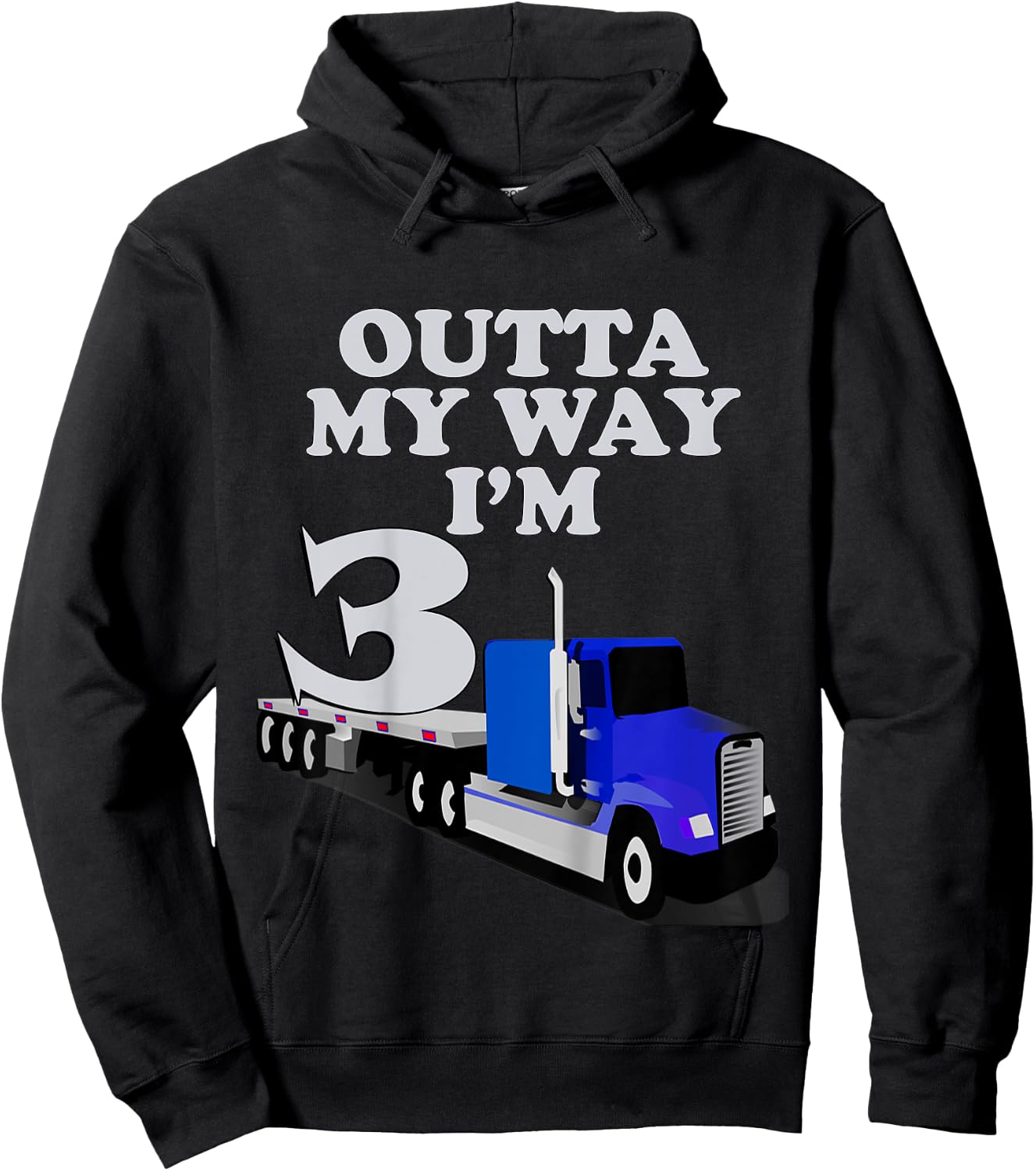 Birthday Gifts 3 yr Old Cute Trucks Semi Truck Birthday Hoodie - Hoodie | Black