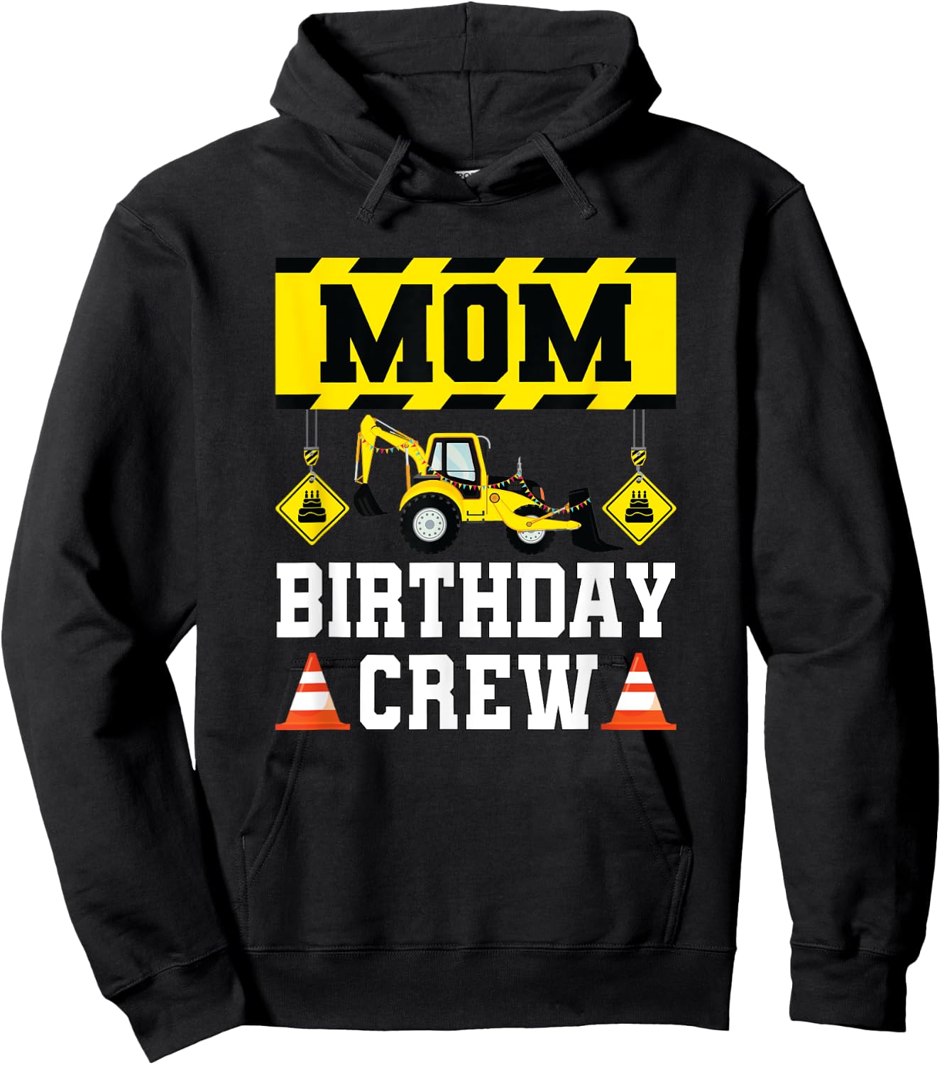 Mom Birthday Crew Shirt Construction Crew Birthday Hoodie - Hoodie | Black