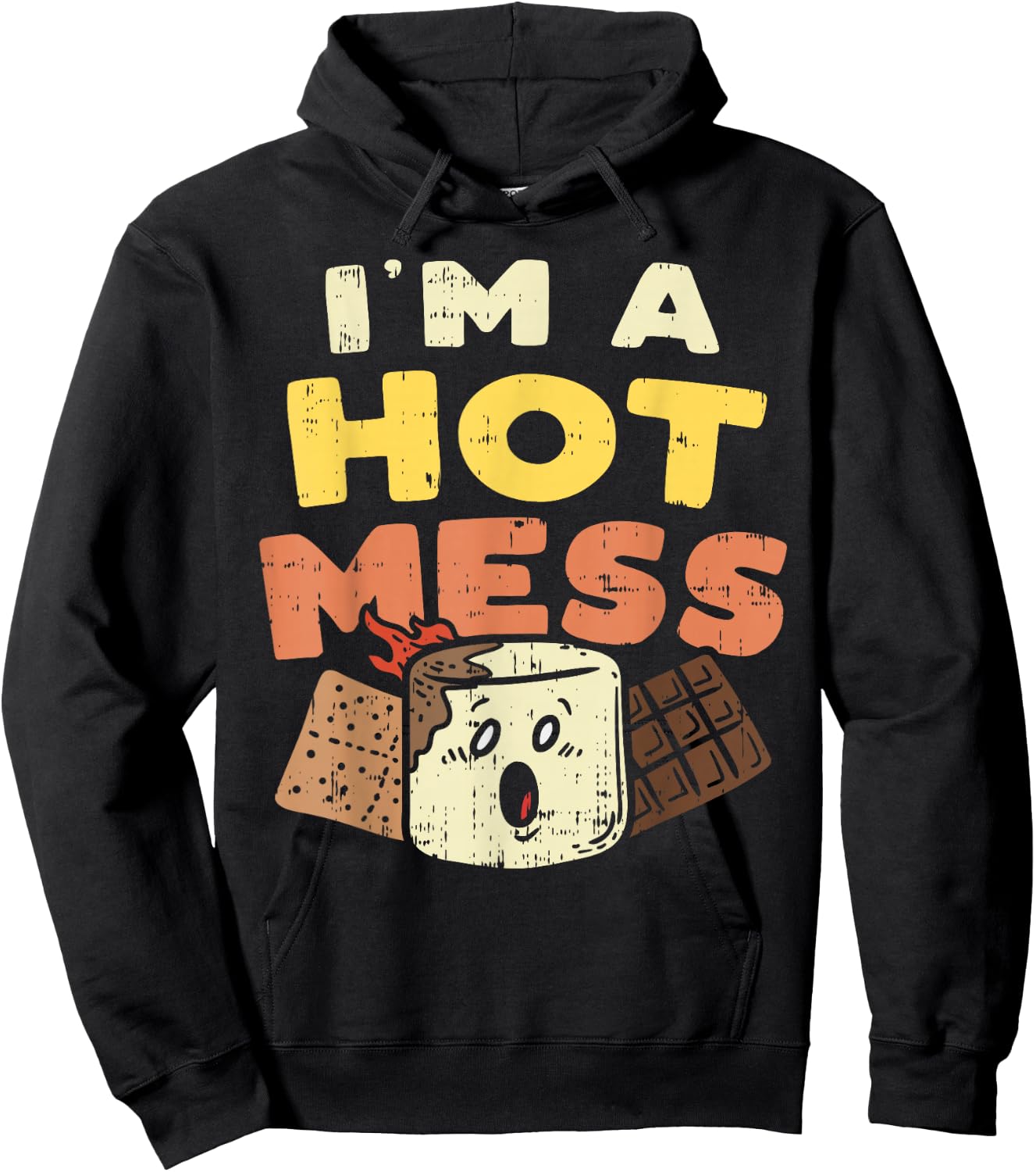 Im A Hot Mess Marshmallow Smores Summer Campfire Camper Gift Hoodie - Hoodie | Black