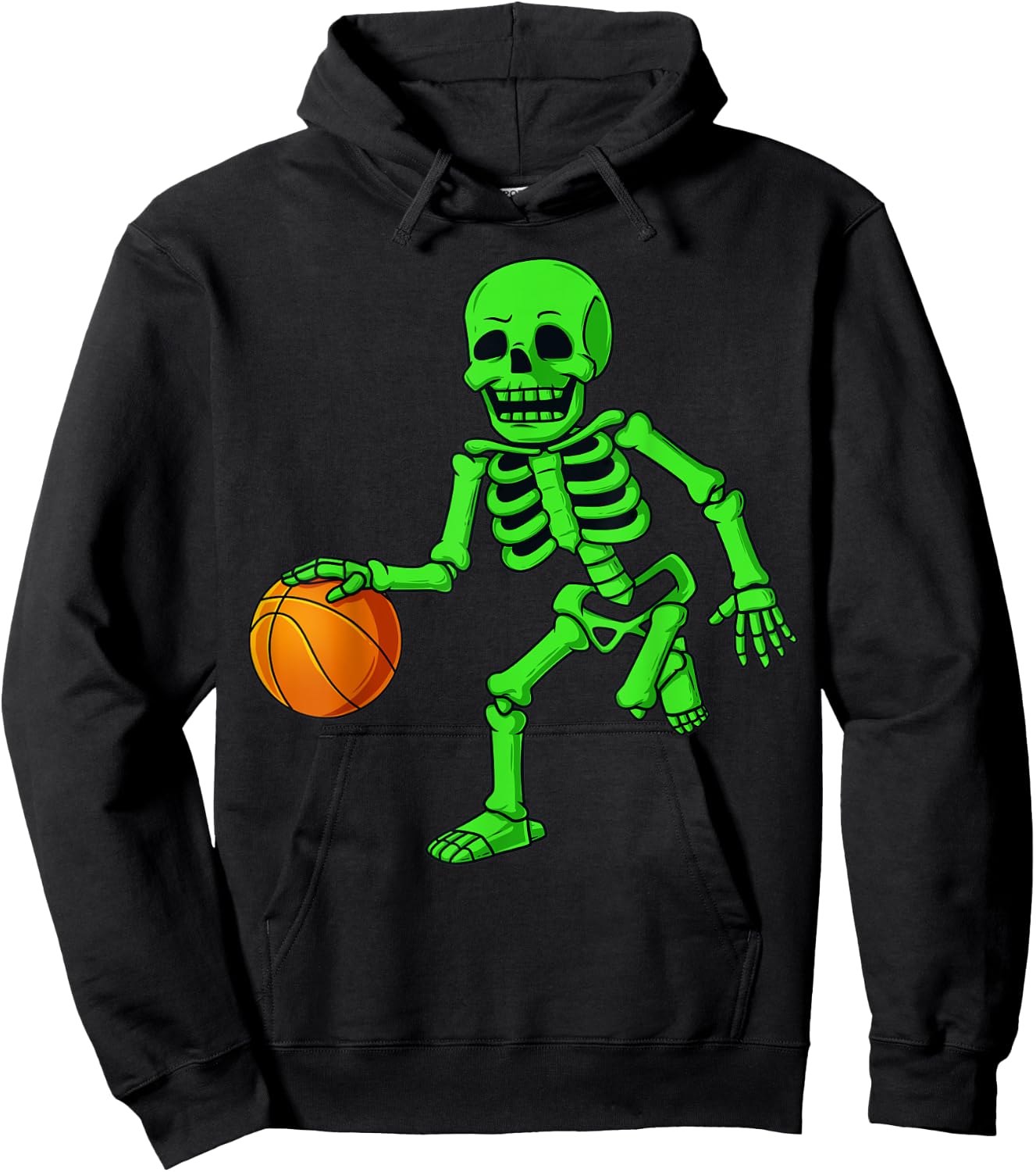 Halloween Skeleton Dribbling Basketball Boys Girls Kids Hoodie - Hoodie | Black