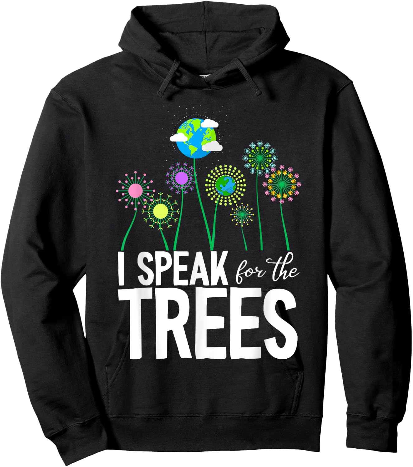 I Speak For The Trees Earth Day Cute Nature Environmentalist Hoodie - Hoodie | Black