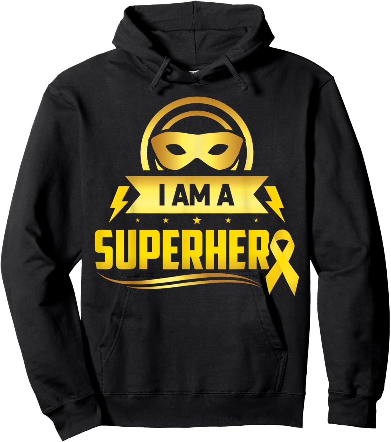 Childhood Cancer I Am A Superhero Ribbon Hoodie - Hoodie | Black