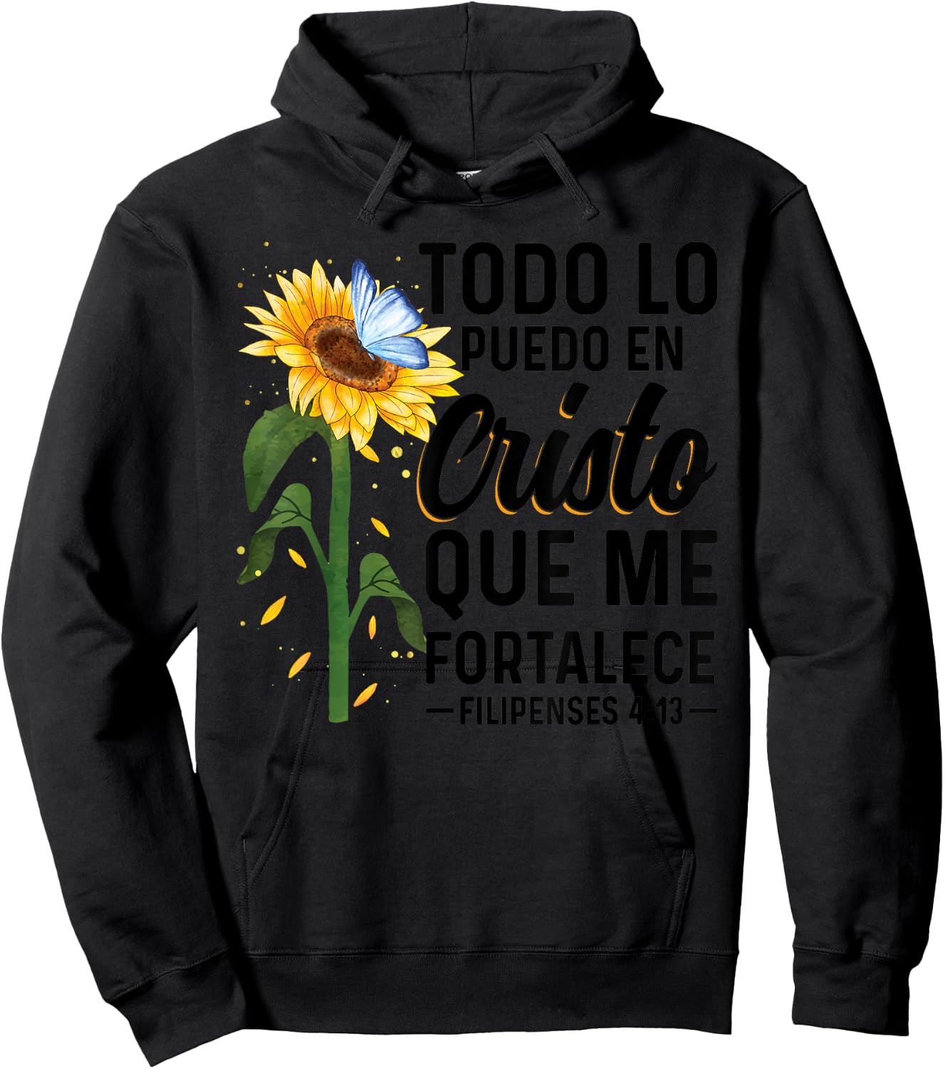 Camisetas Cristianas En Espanol Frase Biblia Filipenses 14 3 Hoodie - Hoodie | Black