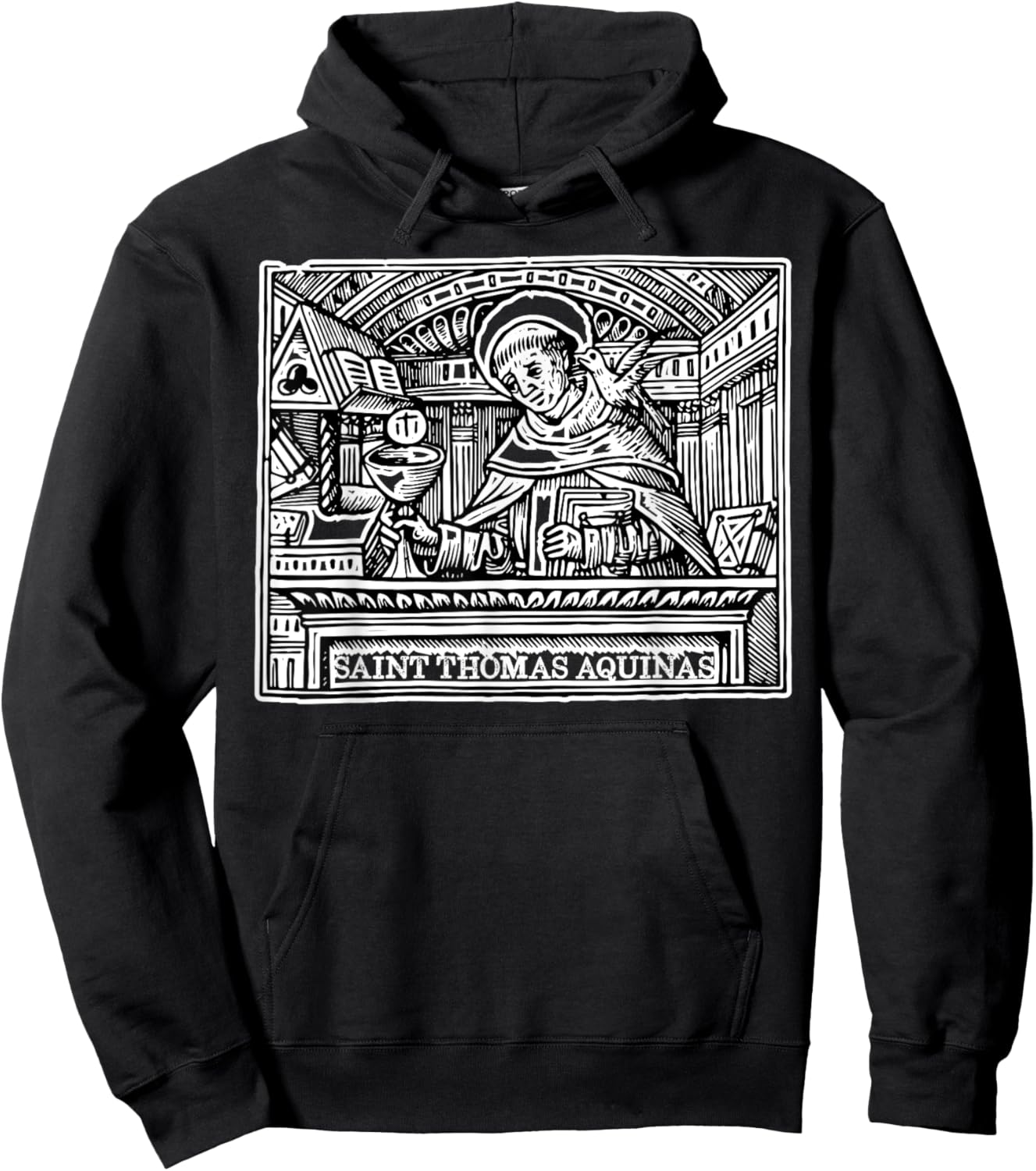 St Thomas Aquinas Catholic Saint Patron Saint Students Art Hoodie - Hoodie | Black
