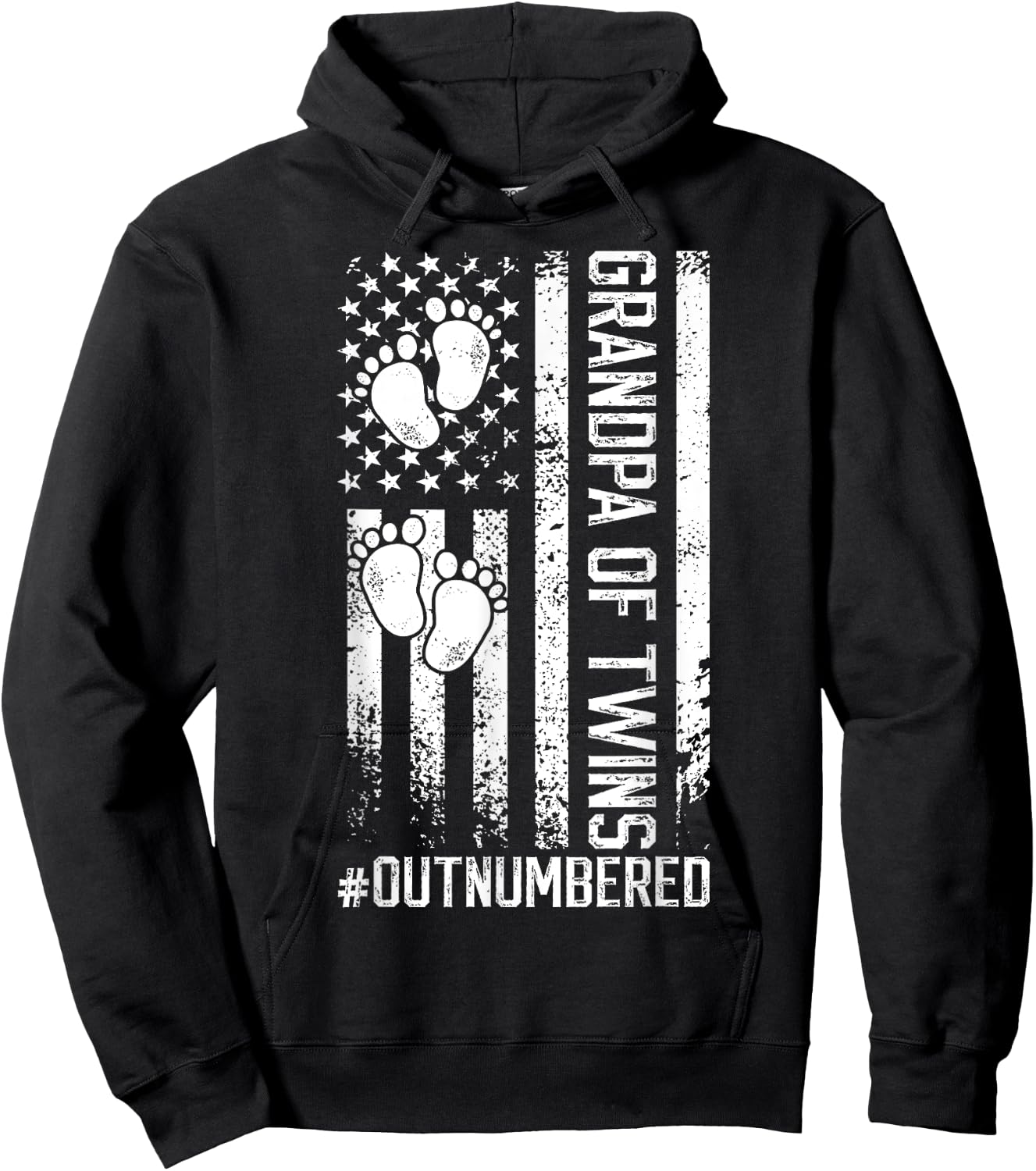 Twin Grandpa Of Twins Outnumbered Twin Grandfather Hoodie - Hoodie | Black