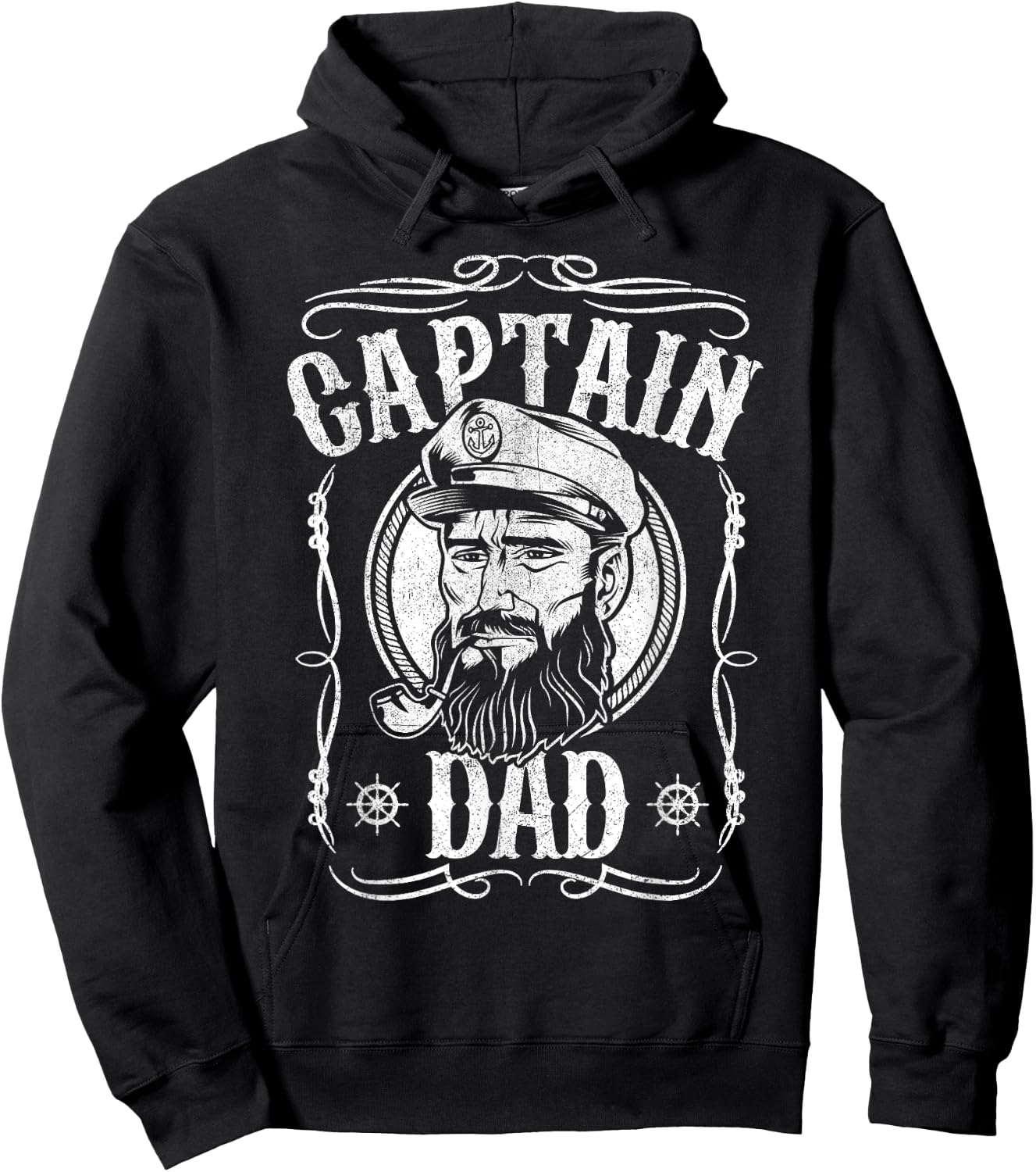 Funny Captain Dad Motor Boat Sailing Sailor Fathers Day Gift Hoodie - Hoodie | Black