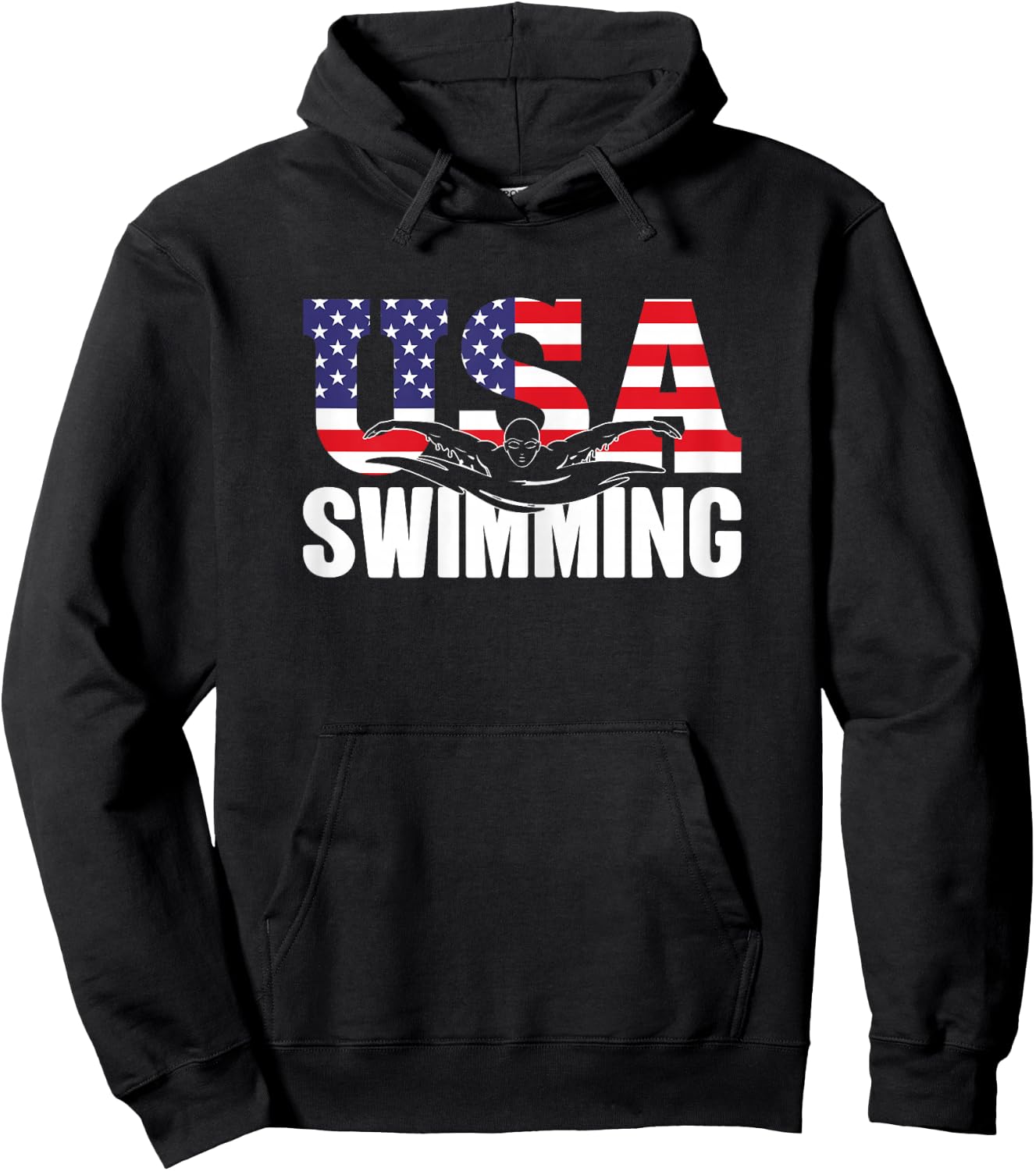 Swimming - US American Flag - Water, Swimmer & Swim Hoodie - Hoodie | Black