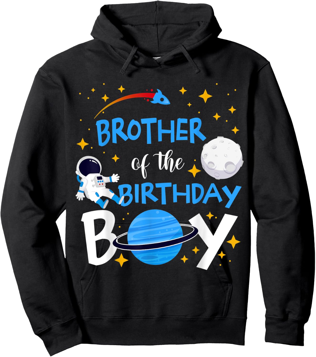Brother of The Birthday Boy Space Astronaut Matching Family Hoodie - Hoodie | Black