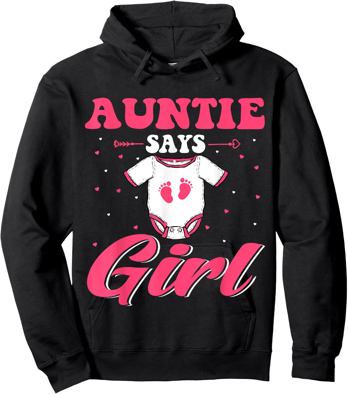 Gender Reveal Auntie says Girl Matching Family Party Hoodie - Hoodie | Black