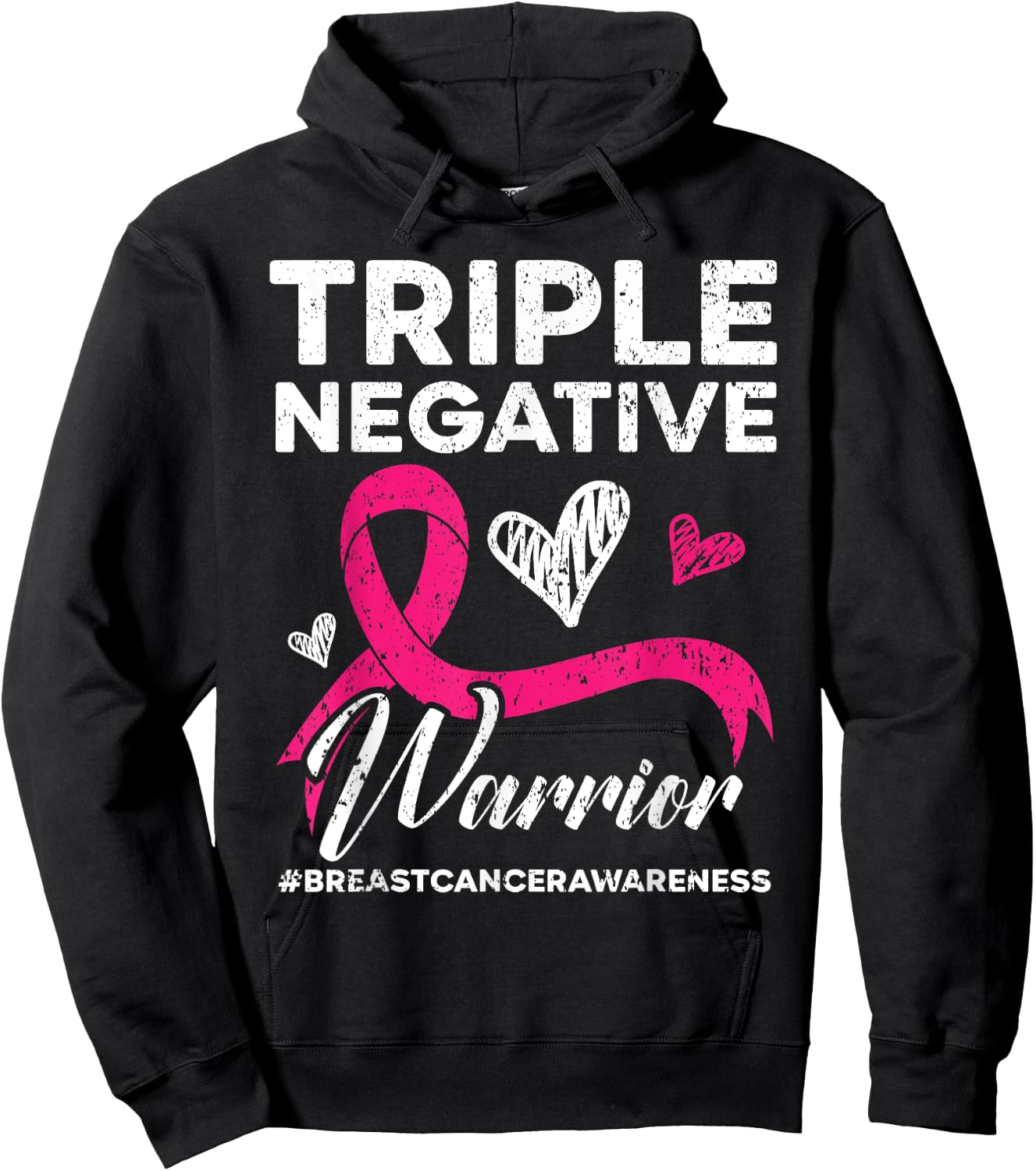 Triple Negative Warrior Breast Cancer Awareness Pink Ribbon Hoodie - Hoodie | Black