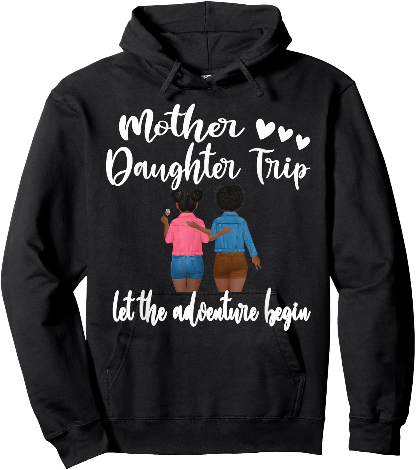 Afro American Mother Daughter Trip Black Women Travel Hoodie - Hoodie | Black