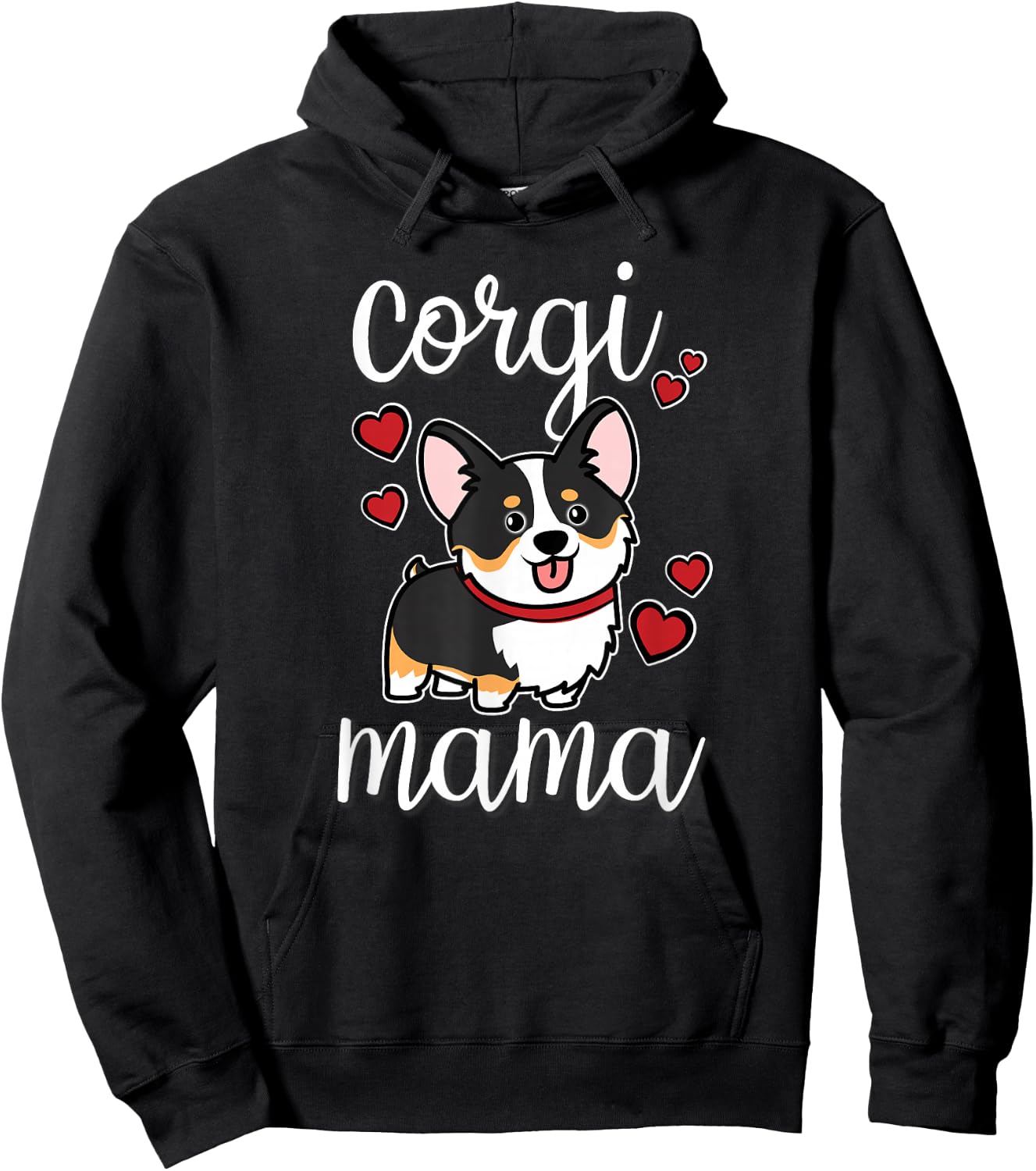 Funny Kawaii Mama Mom Black Tricolor Corgi Lover Hoodie - Hoodie | Black