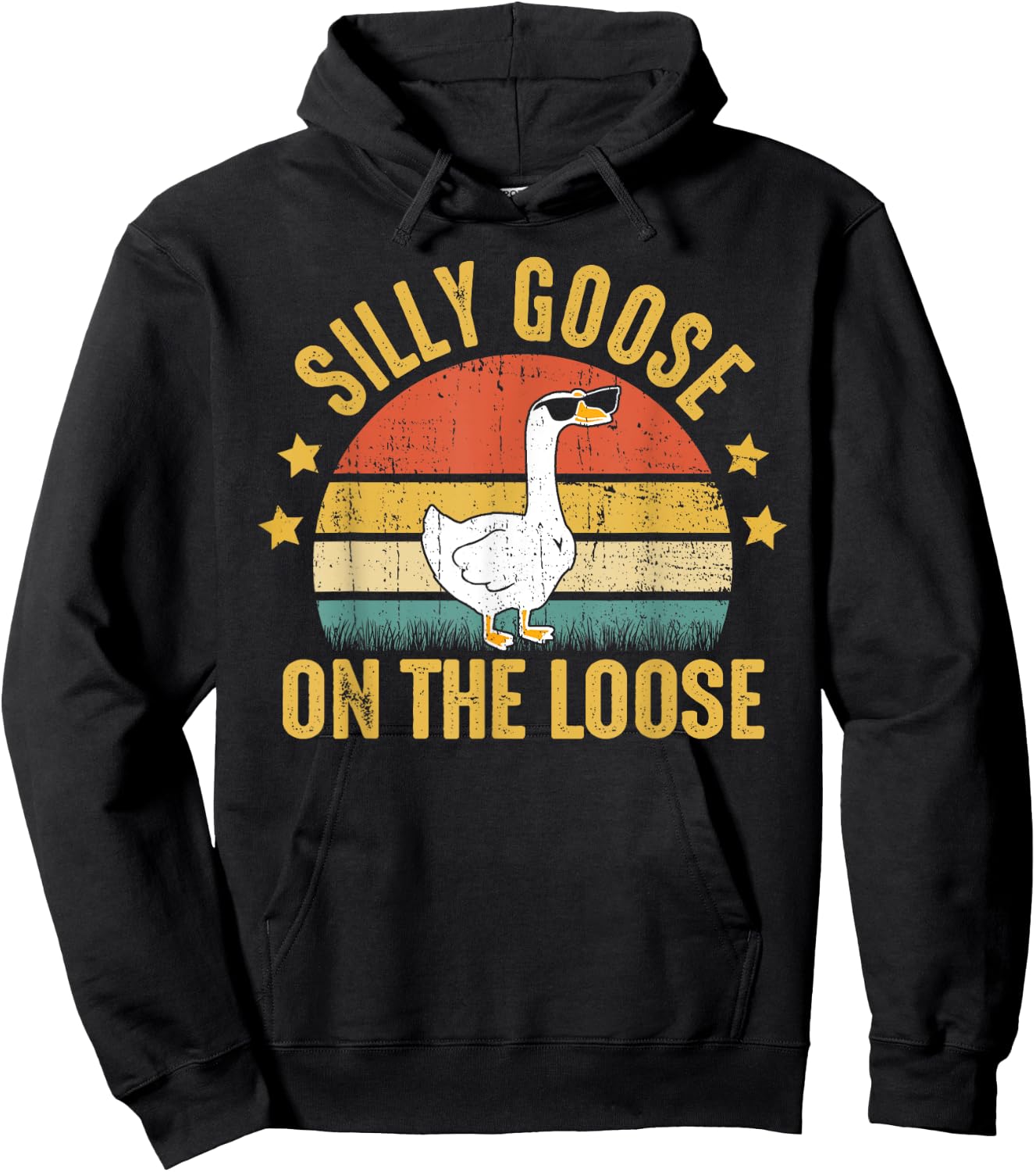 Silly Goose On The Loose Funny Vintage Goose University Hoodie - Hoodie | Black