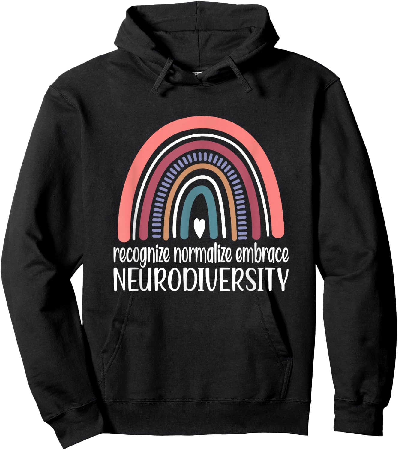 Neurodiversity Rainbow Autism Neurodivergent ADHD Hoodie - Hoodie | Black