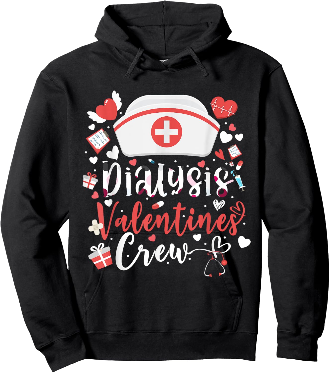 Dialysis Valentines Day Nurse Crew Family Group Nursing Hoodie - Hoodie | Black