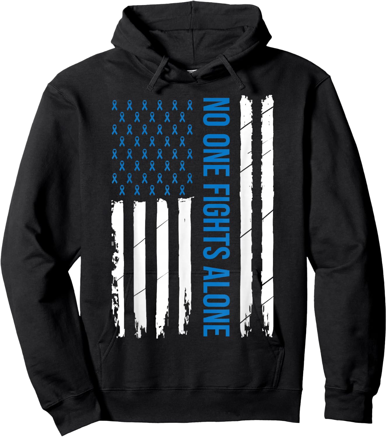 Colorectal Cancer Colon Cancer Blue Ribbon Hoodie - Hoodie | Black