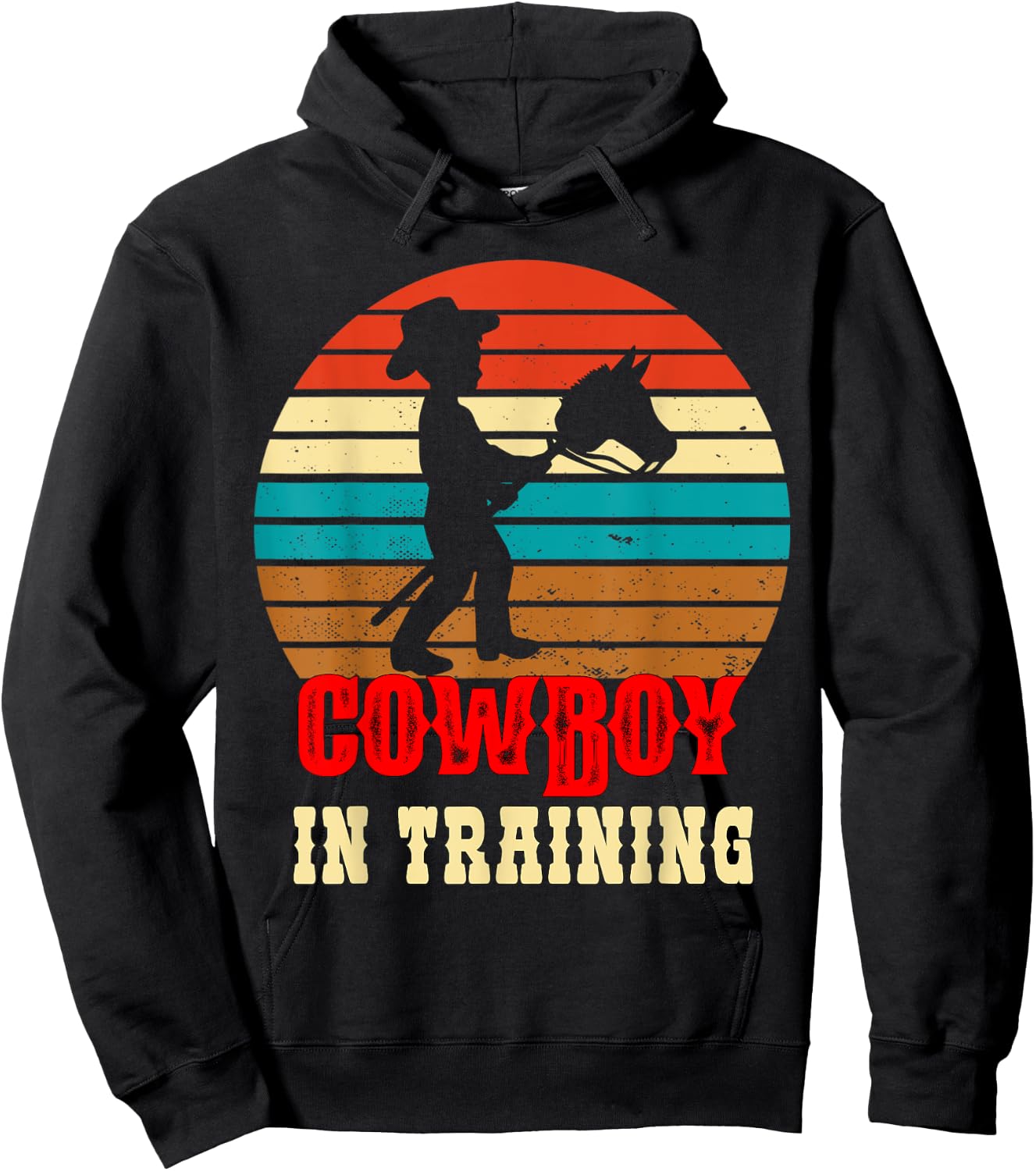 Kids Cowboy in Training Cute Future Rodeo Boy Wooden Horse Hoodie - Hoodie | Black